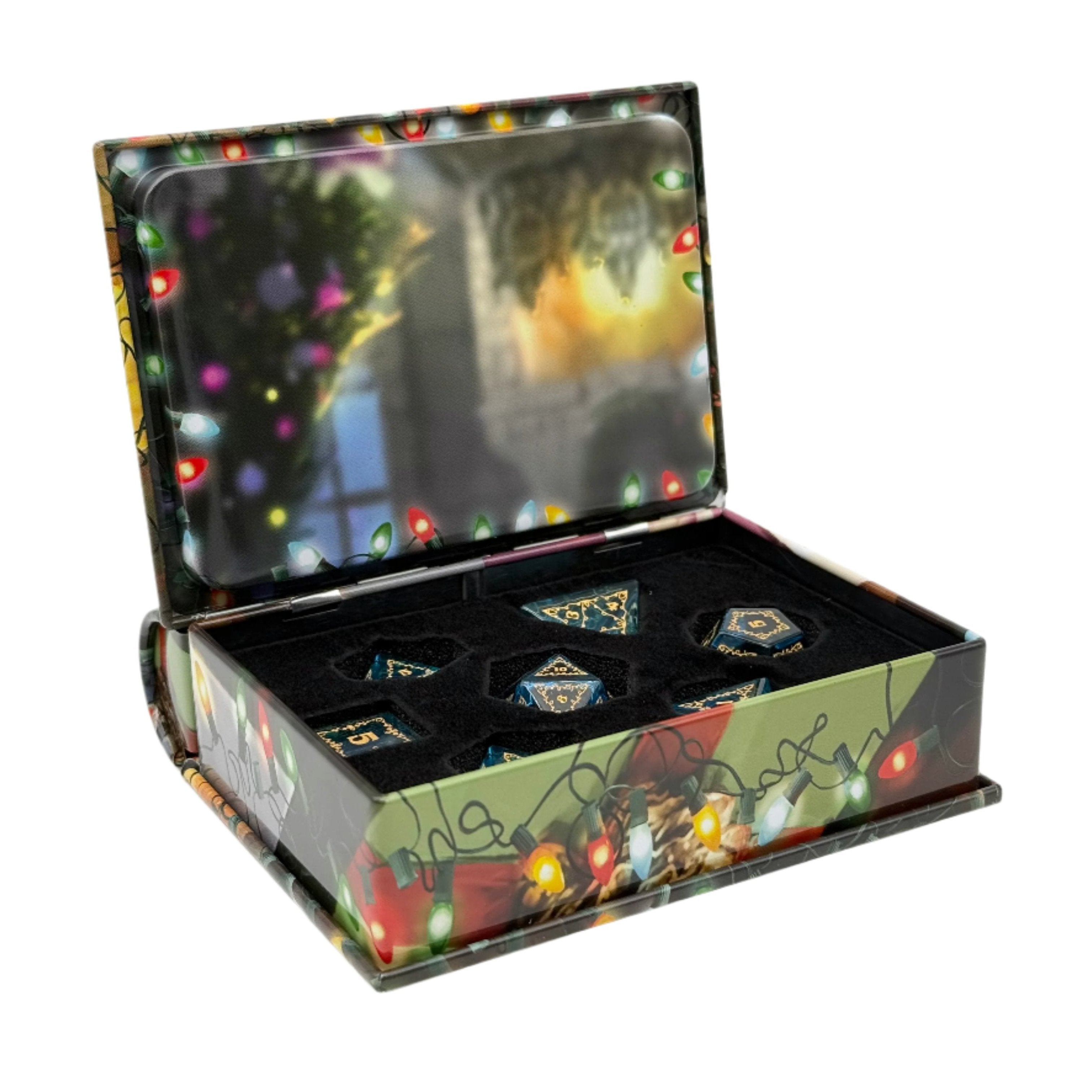 Holiday Orc Mystery Gemstone or Glass Dice Set with Premium Holiday Book Tin-Alloy Dice-Norse Foundry -dice-dungeons and dragons-d&d-dungeons & dragons-set-Mystery-Mystery set-mystery-deal
