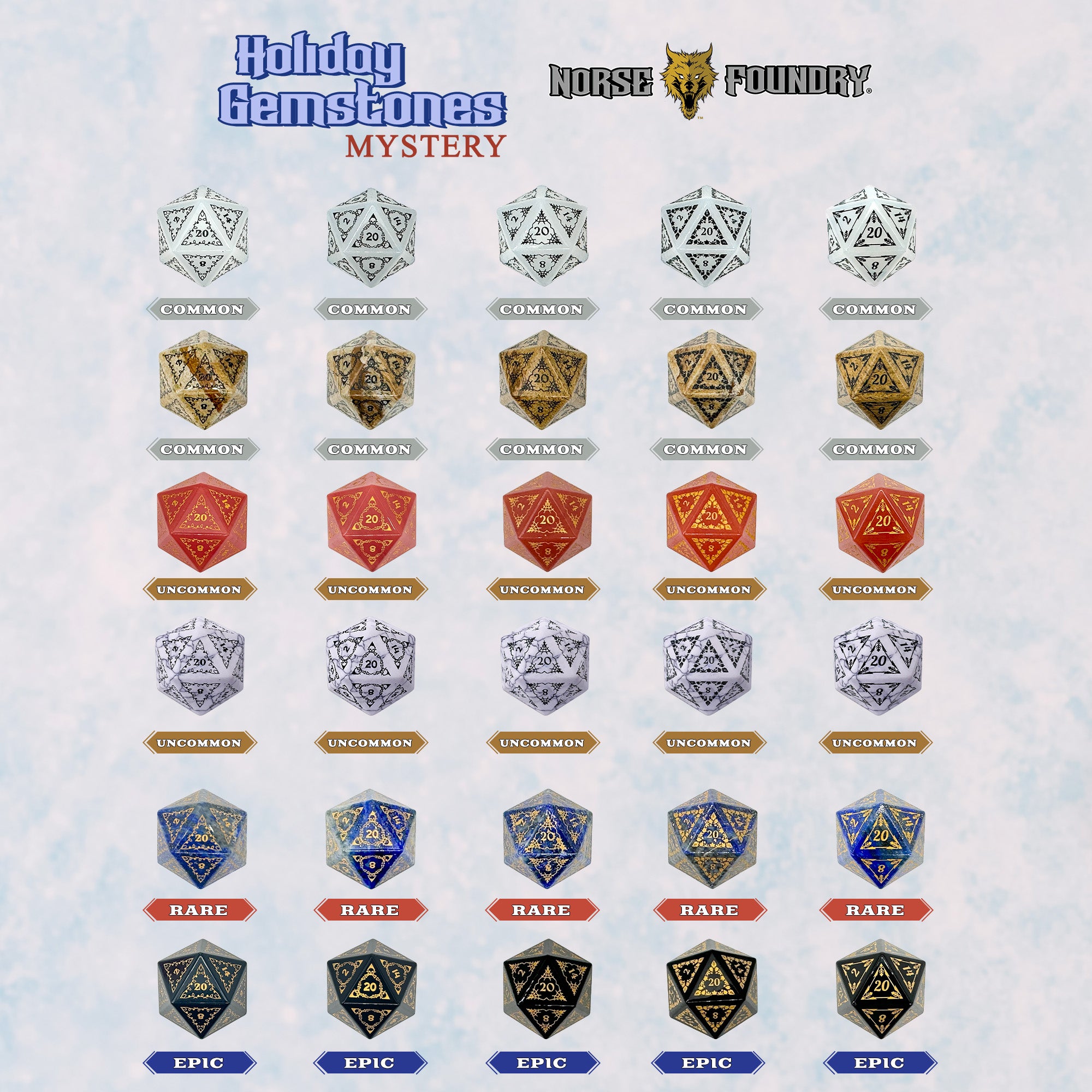 Holiday Wonderland Stone D20-Norse Foundry-d20-dice-dungeons and dragons-d&d-dnd d20-dungeons & dragons-mystery deal