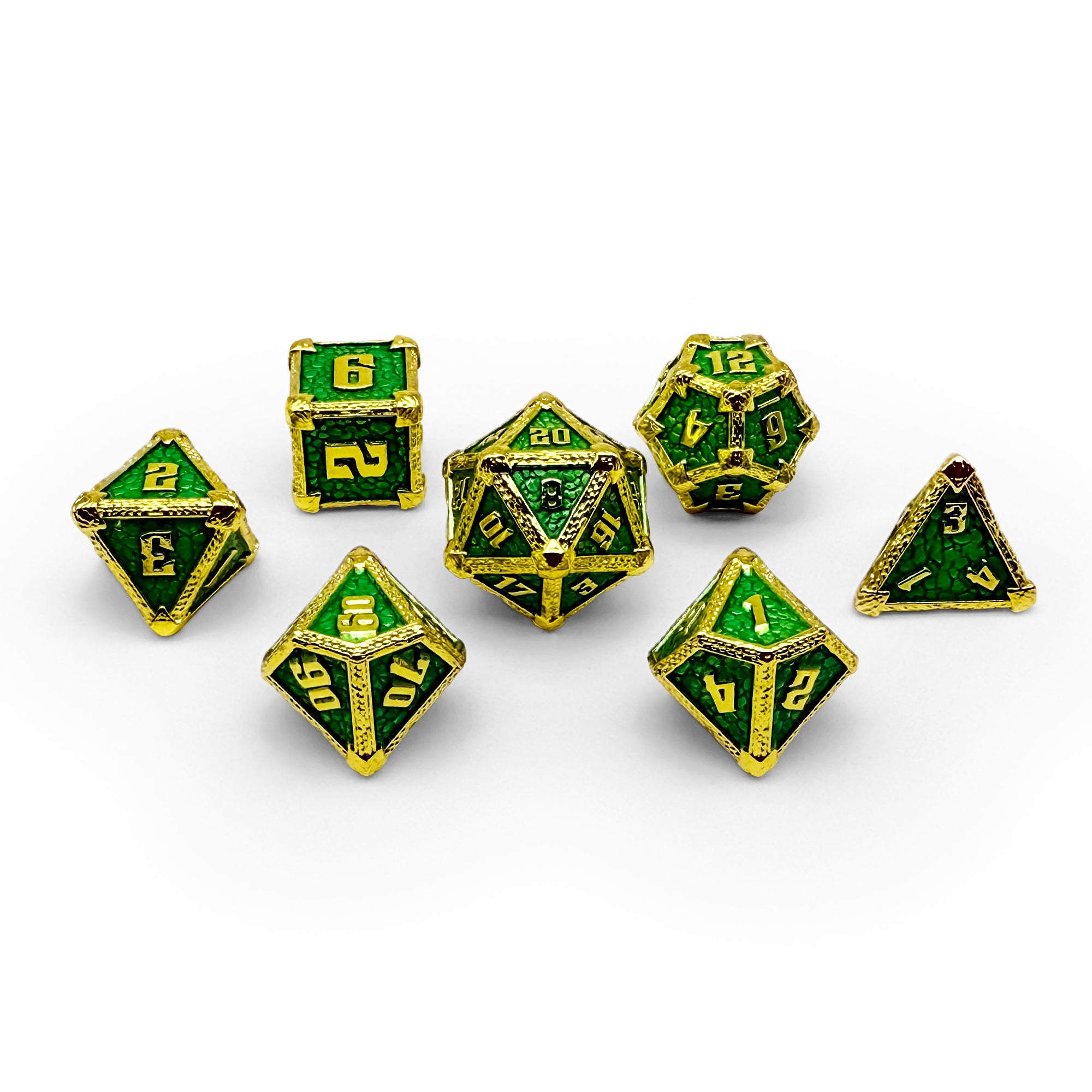 Hydrascale - Cursed Emerald-Metal - Zinc Alloy Dice-Norse Foundry -Dungeons and Dragons-D&D Dice-D20-Metal Dice Set-D&D-D&D Metal Dice Set-Perfect for Tabletop RPGs