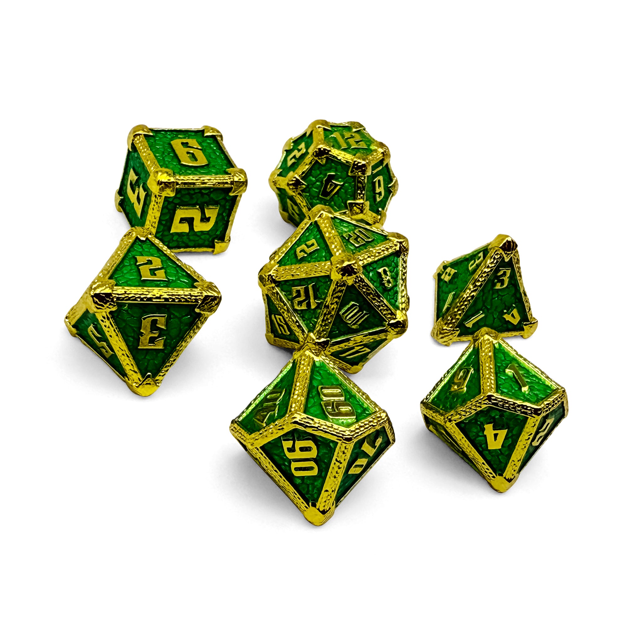 Hydrascale - Cursed Emerald-Metal - Zinc Alloy Dice-Norse Foundry -Dungeons and Dragons-D&D Dice-D20-Metal Dice Set-D&D-DnD Metal Dice Set-Perfect for Tabletop RPGs