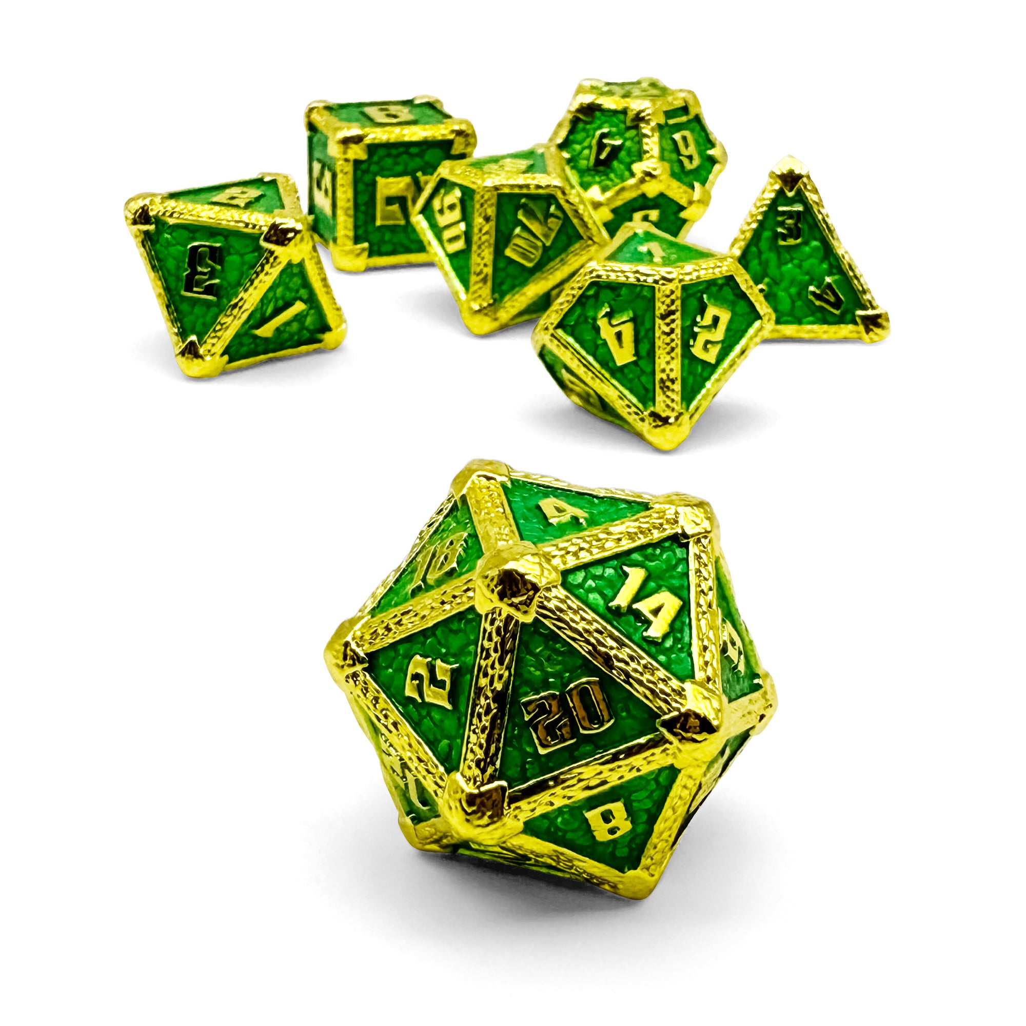 Hydrascale - Cursed Emerald-Metal - Zinc Alloy Dice-Norse Foundry -Dungeons and Dragons-D&D Dice-D20-Metal Dice Set-D&D-DnD Metal Dice Set-Perfect for Tabletop RPGs