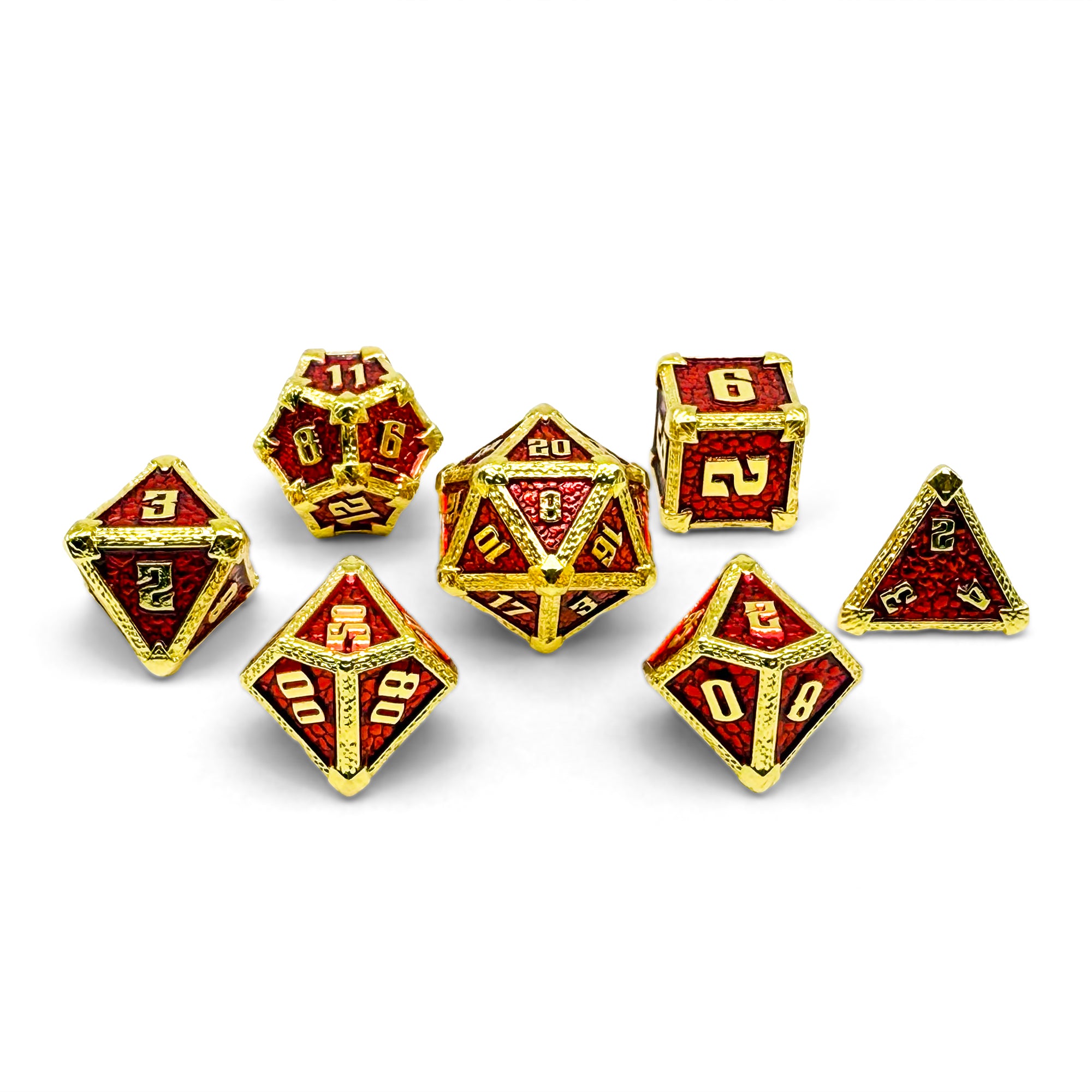 Hydrascale - Ember Fang-Metal - Zinc Alloy Dice-Norse Foundry -Dungeons and Dragons-D&D Dice-D20-Metal Dice Set-D&D-D&D Metal Dice Set-Perfect for Tabletop RPGs