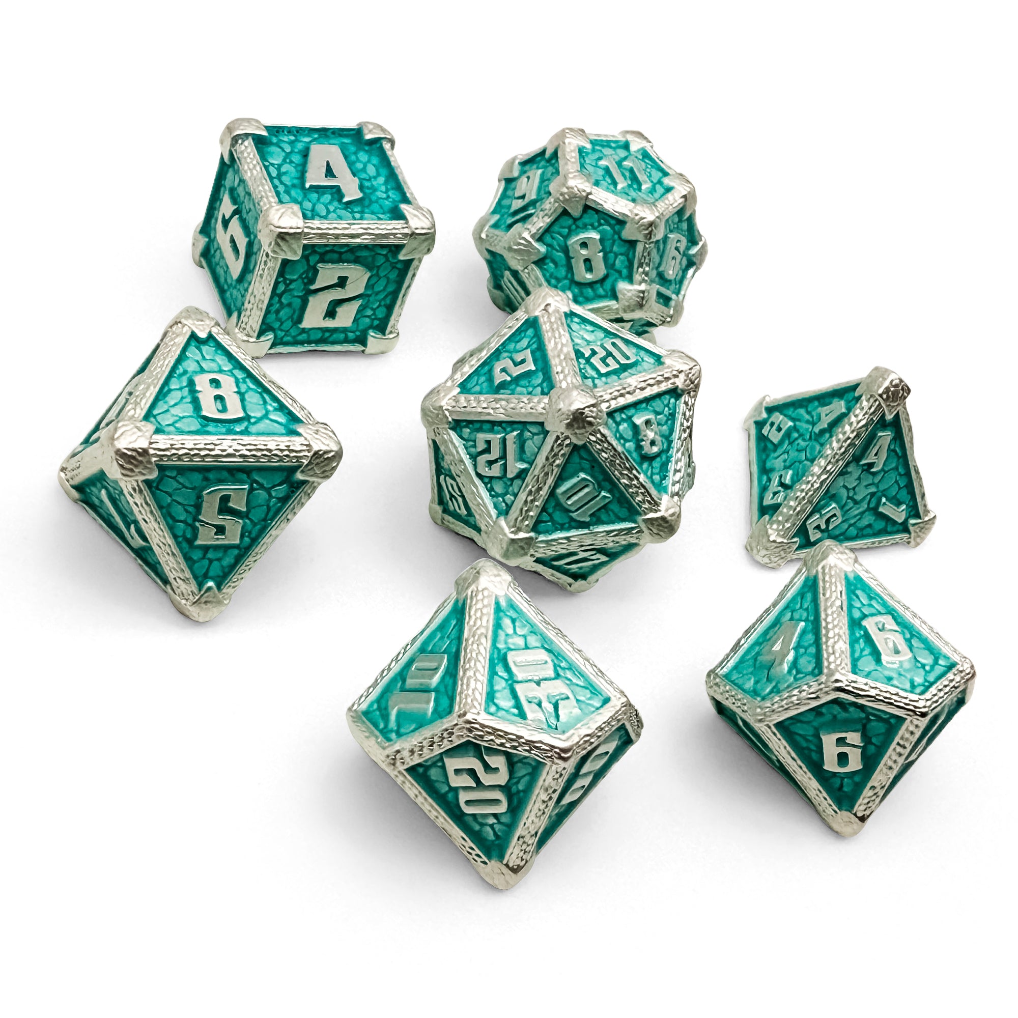 Hydrascale - Jeweled Horror-Metal - Zinc Alloy Dice-Norse Foundry -Dungeons and Dragons-D&D Dice-D20-Metal Dice Set-D&D-DnD Metal Dice Set-Perfect for Tabletop RPGs