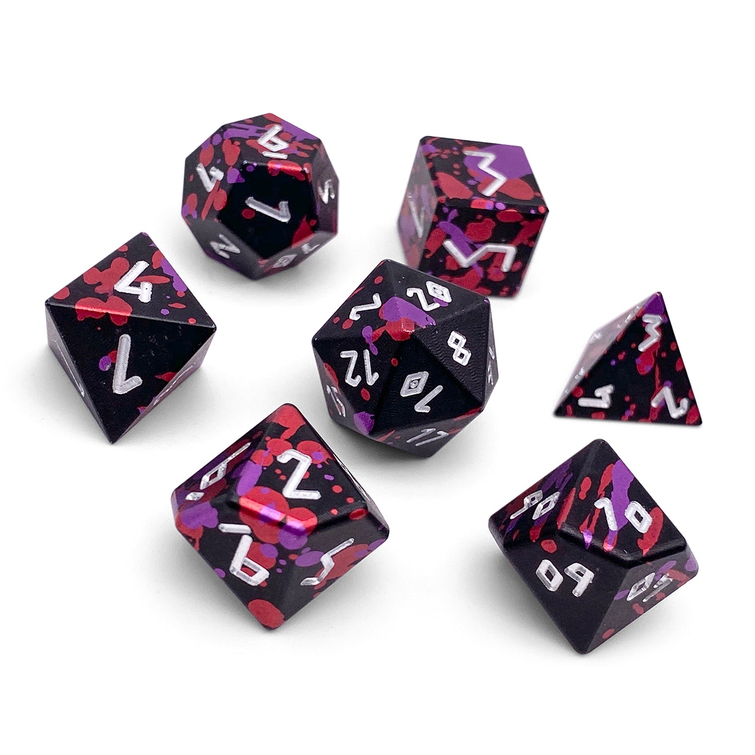 Infernal Pact - 7 Piece RPG Set 6063 Aluminum Wondrous Dice-Aluminum Dice-Norse Foundry-Norse Foundry-aluminum dice-dungeons & dragons-d&d dice set-rpg dice set-aluminum d&d dice set-d&d-lightweight-perfect for tabletop rpgs