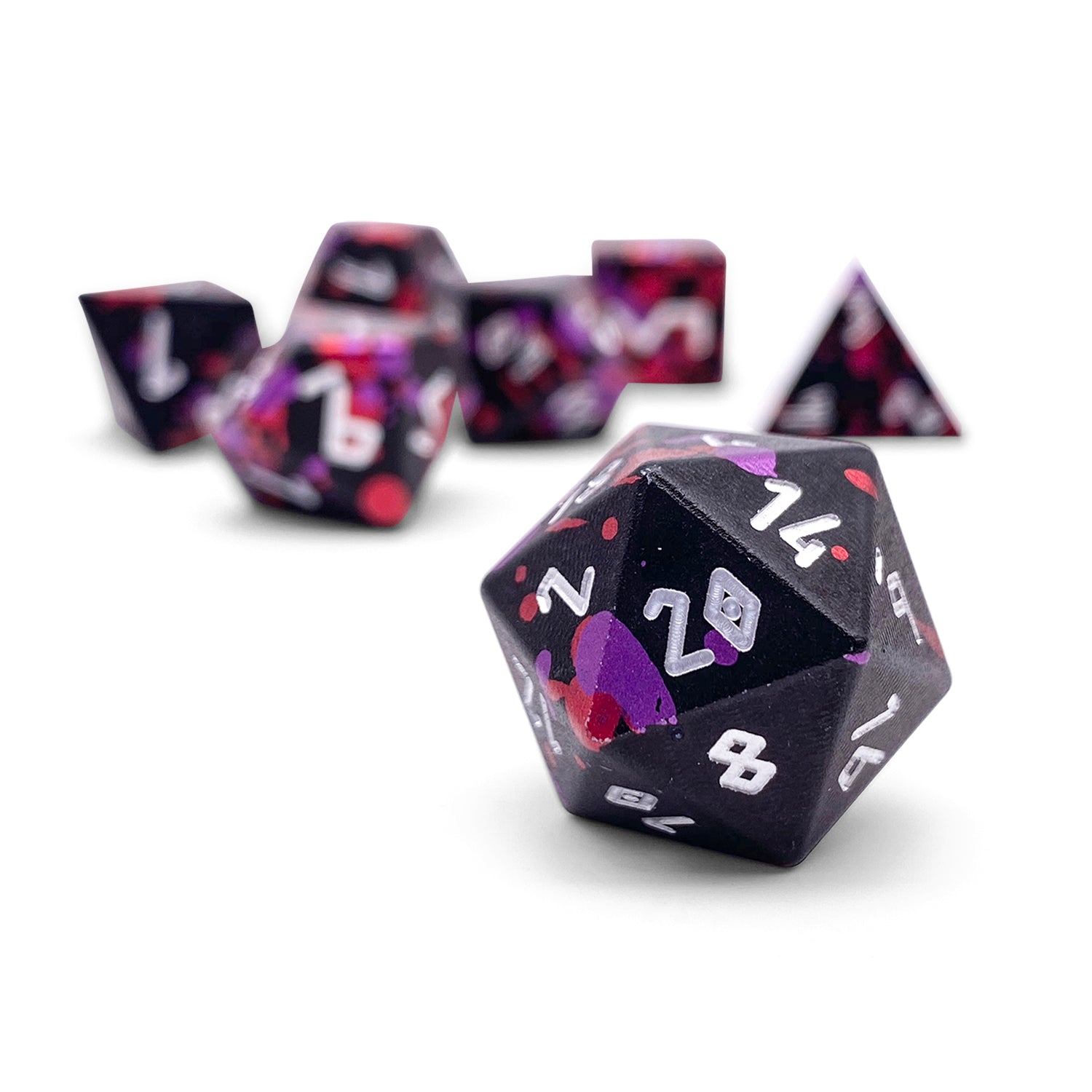 Infernal Pact - 7 Piece RPG Set 6063 Aluminum Wondrous Dice-Aluminum Dice-Norse Foundry-Norse Foundry-aluminum dice-dungeons & dragons-d&d dice set-rpg dice set-aluminum d&d dice set-d&d-lightweight-perfect for tabletop rpgs