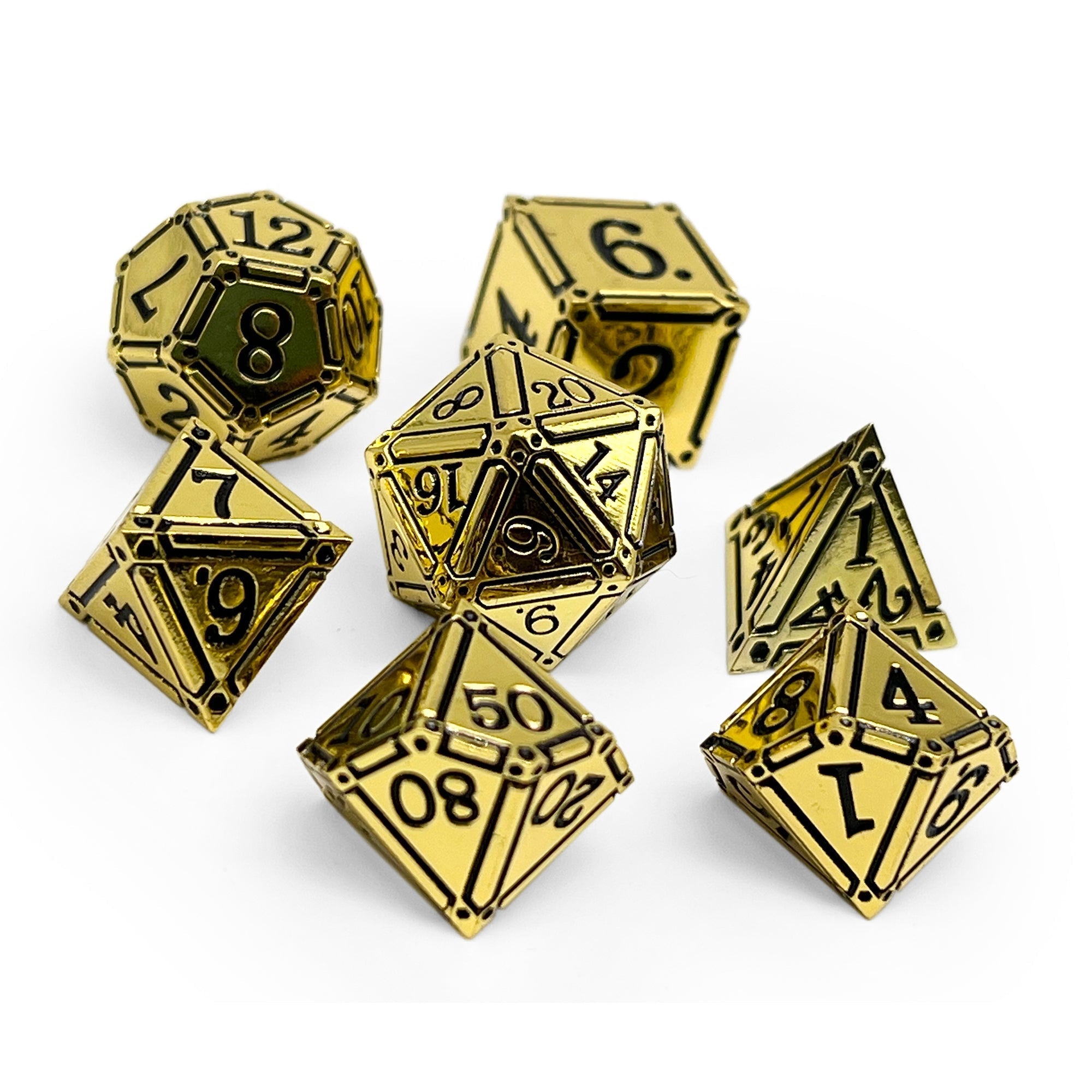 Ironworks - Ancient Treasures 7 Piece RPG set Alloy Metal Dice-Metal - Zinc Alloy Dice-Norse Foundry-Norse Foundry-dungeons & dragons-d&d dice set-rpg dice set-d20-metal dice set-d&d-perfect for tabletop rpgs