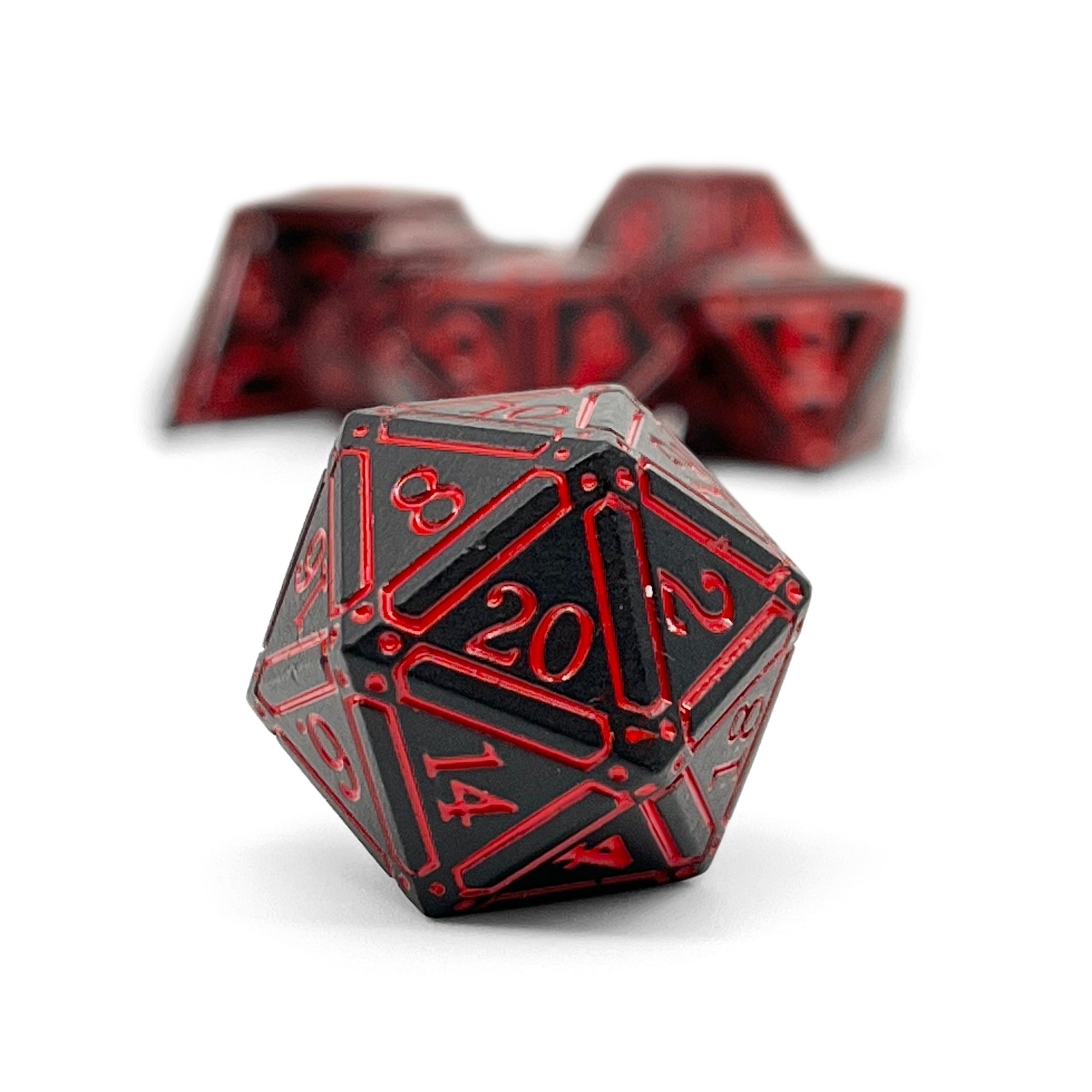 Ironworks - Efreet Flames 7 Piece RPG set Alloy Metal Dice-Metal - Zinc Alloy Dice-Norse Foundry-Norse Foundry-dungeons & dragons-d&d dice set-rpg dice set-d20-metal dice set-d&d-perfect for tabletop rpgs
