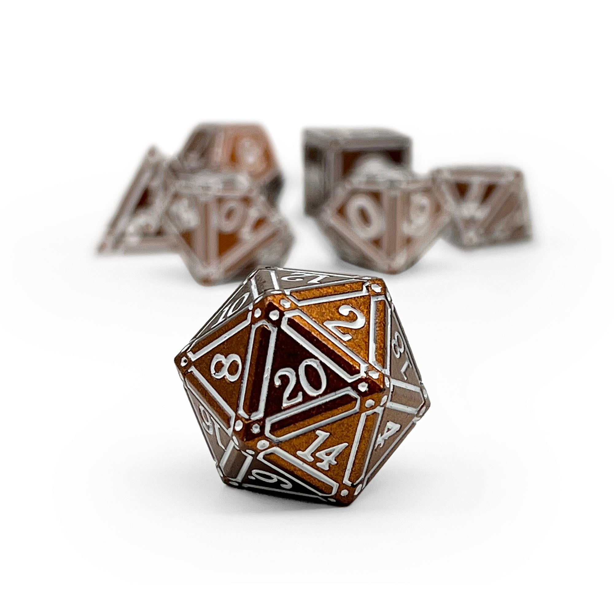 Ironworks - Hellfire 7 Piece RPG set Alloy Metal Dice-Metal - Zinc Alloy Dice-Norse Foundry-Norse Foundry-dungeons & dragons-d&d dice set-rpg dice set-d20-metal dice set-d&d-perfect for tabletop rpgs