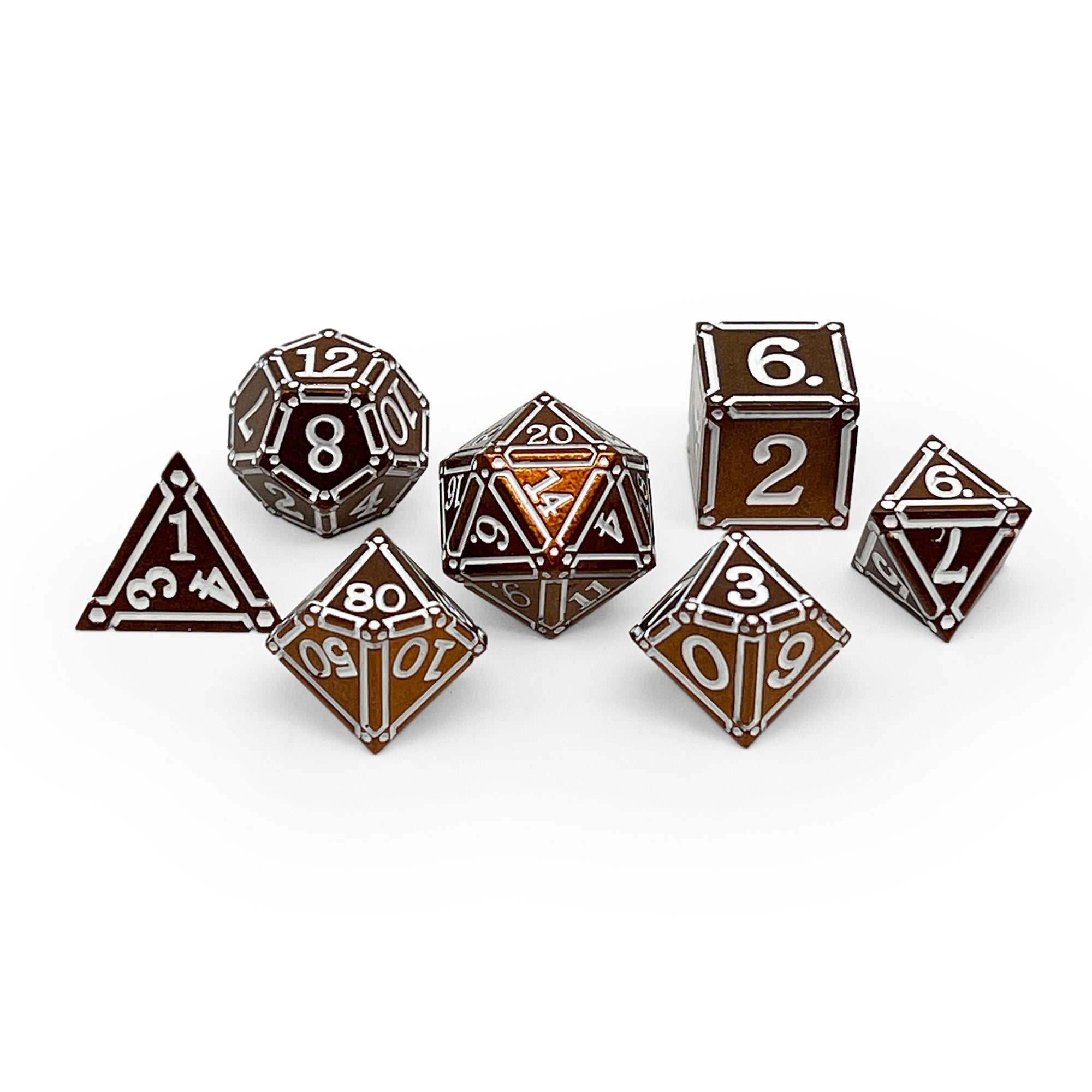 Ironworks - Hellfire 7 Piece RPG set Alloy Metal Dice-Metal - Zinc Alloy Dice-Norse Foundry-Norse Foundry-dungeons & dragons-d&d dice set-rpg dice set-d20-metal dice set-d&d-perfect for tabletop rpgs