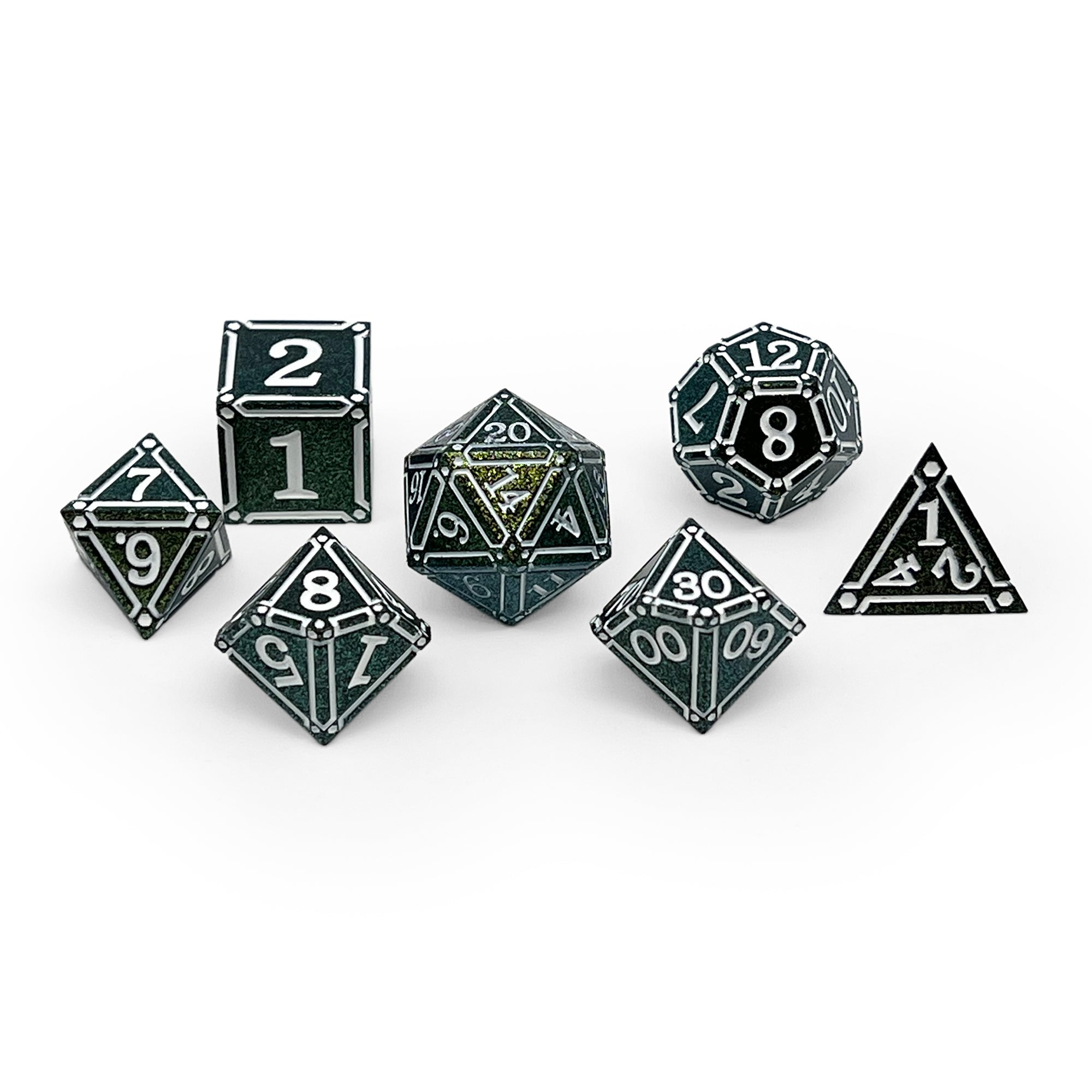 Ironworks - Necromancer Spellbook 7 Piece RPG set Alloy Metal Dice-Metal - Zinc Alloy Dice-Norse Foundry-Norse Foundry-dungeons & dragons-d&d dice set-rpg dice set-d20-metal dice set-d&d-perfect for tabletop rpgs