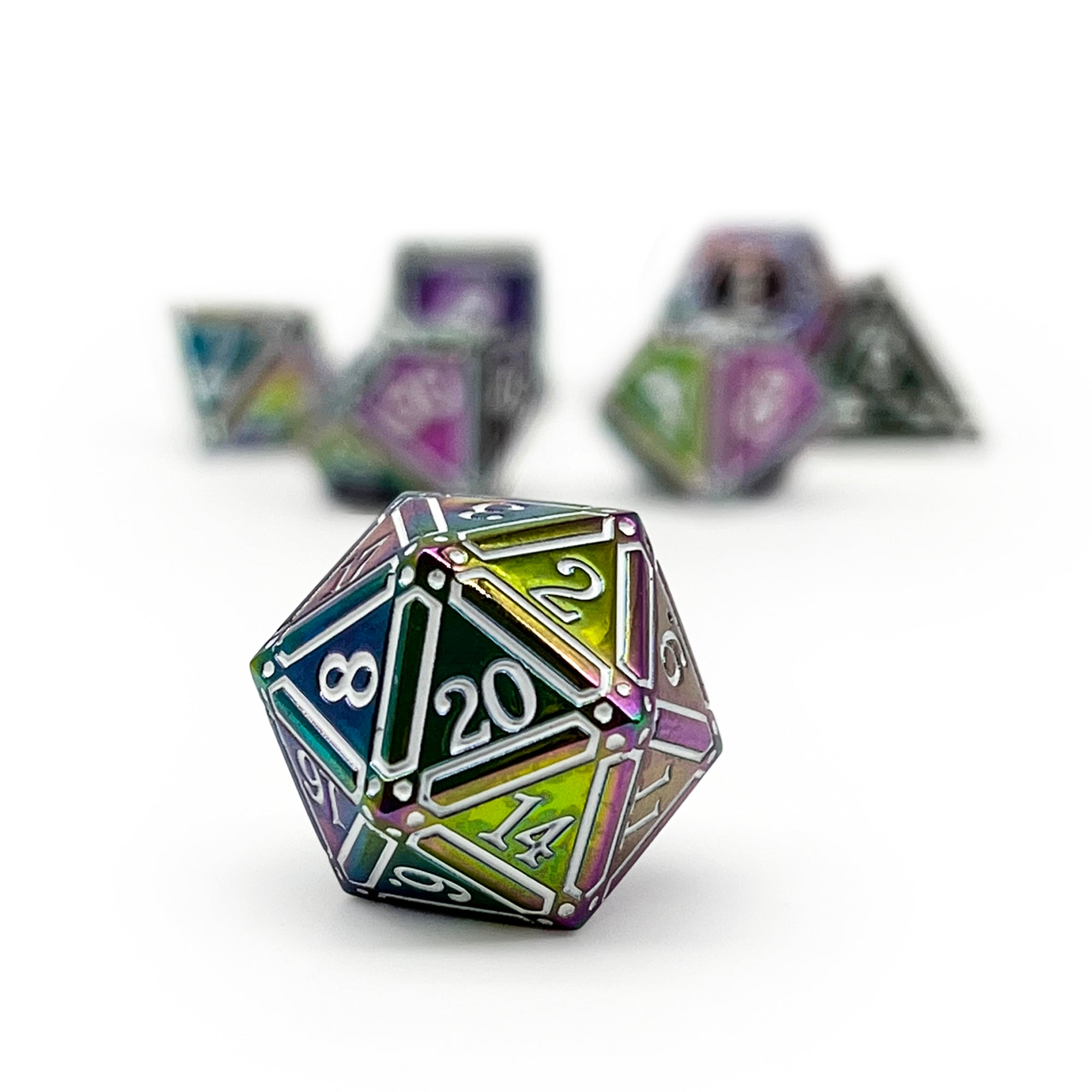 Ironworks - Particle Blast 7 Piece RPG set Alloy Metal Dice-Metal - Zinc Alloy Dice-Norse Foundry-Norse Foundry-dungeons & dragons-d&d dice set-rpg dice set-d20-metal dice set-d&d-perfect for tabletop rpgs