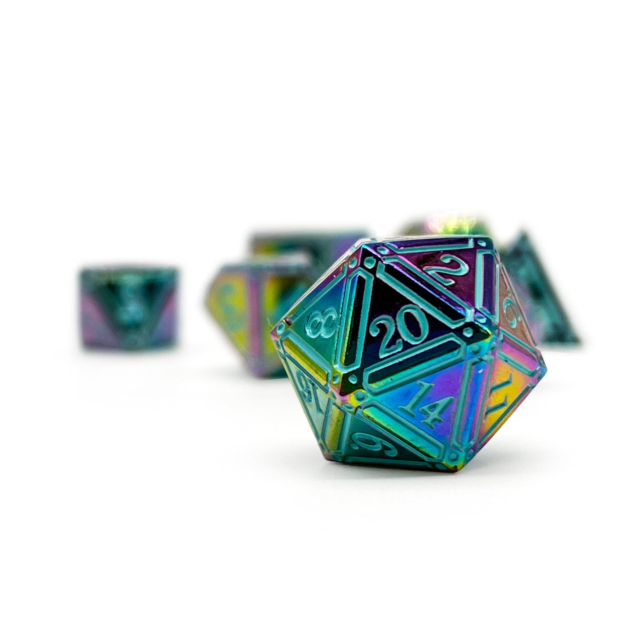 Ironworks - Skyborn 7 Piece RPG set Alloy Metal Dice-Metal - Zinc Alloy Dice-Norse Foundry-Norse Foundry-dungeons & dragons-d&d dice set-rpg dice set-d20-metal dice set-d&d-perfect for tabletop rpgs