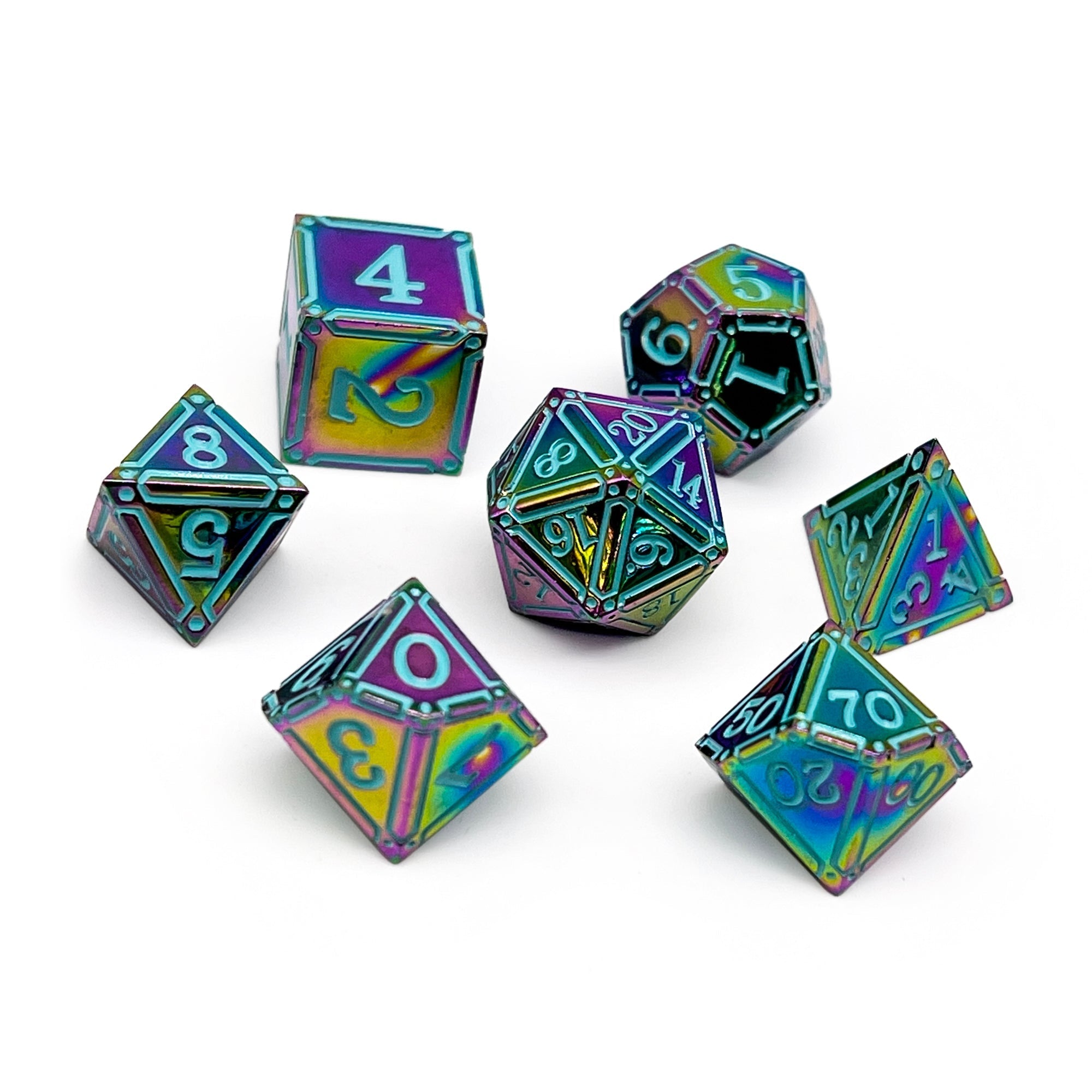 Ironworks - Skyborn 7 Piece RPG set Alloy Metal Dice-Metal - Zinc Alloy Dice-Norse Foundry-Norse Foundry-dungeons & dragons-d&d dice set-rpg dice set-d20-metal dice set-d&d-perfect for tabletop rpgs