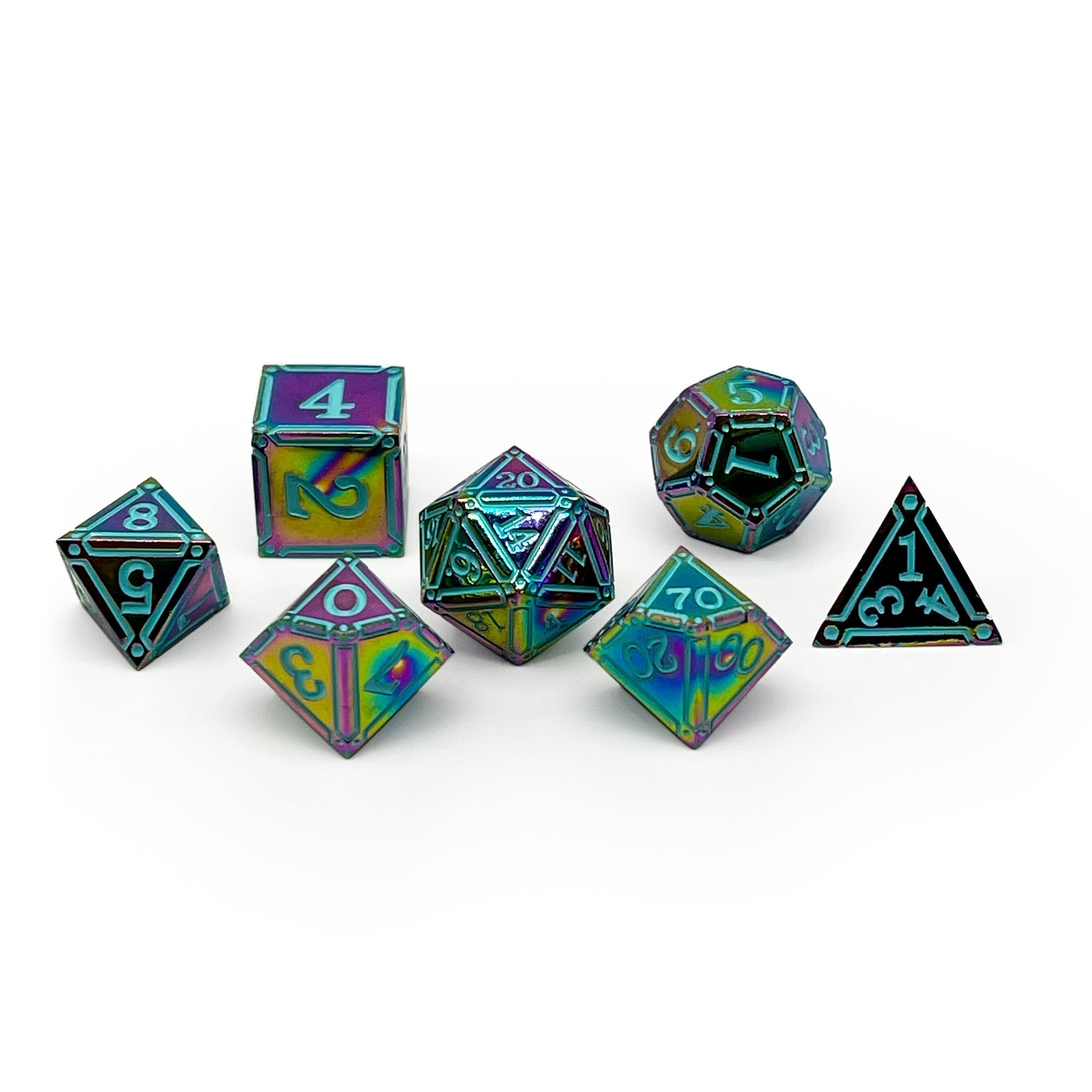 Ironworks - Skyborn 7 Piece RPG set Alloy Metal Dice-Metal - Zinc Alloy Dice-Norse Foundry-Norse Foundry-dungeons & dragons-d&d dice set-rpg dice set-d20-metal dice set-d&d-perfect for tabletop rpgs