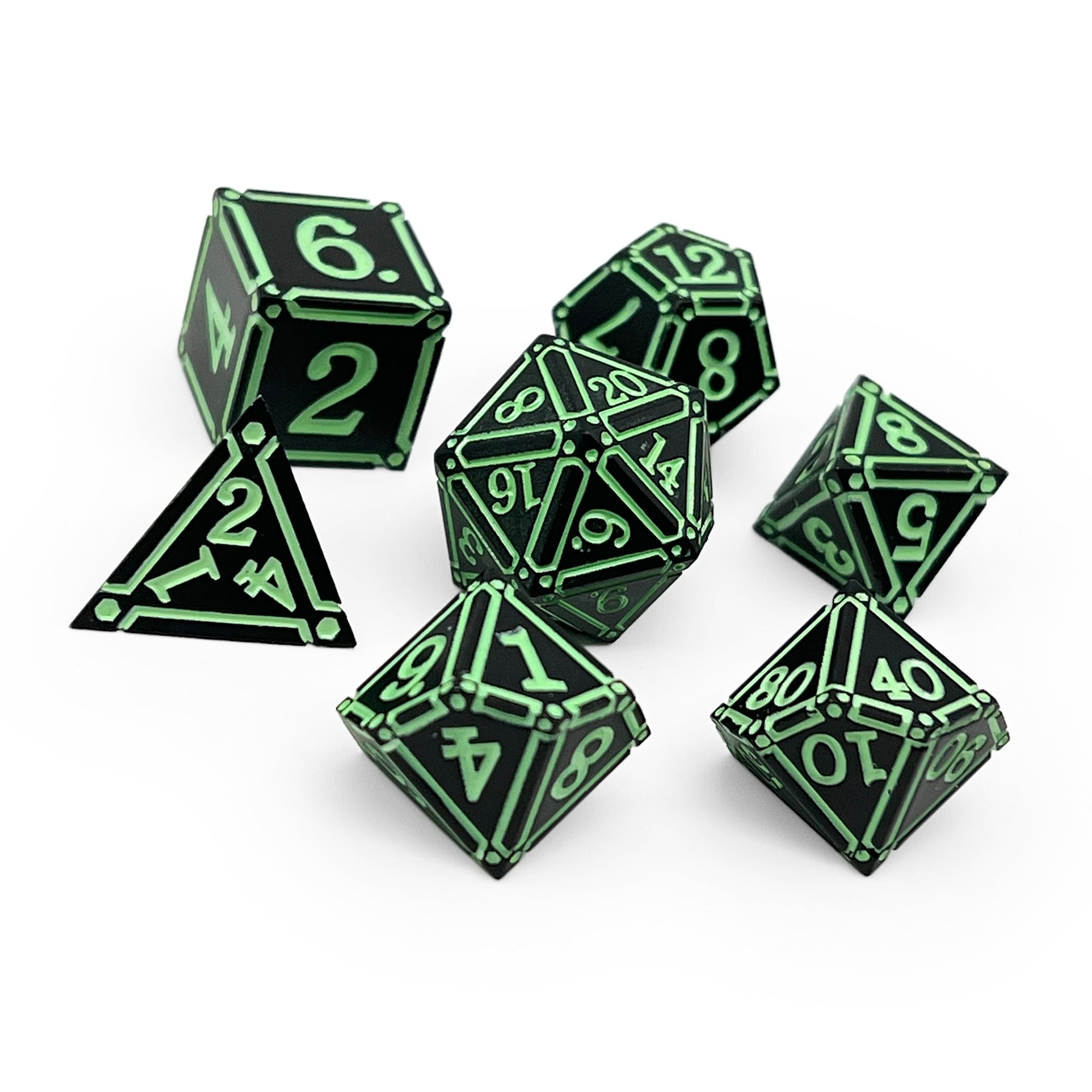 Ironworks - Witches Heart 7 Piece RPG set Alloy Metal Dice-Metal - Zinc Alloy Dice-Norse Foundry-Norse Foundry-dungeons & dragons-d&d dice set-rpg dice set-d20-metal dice set-d&d-perfect for tabletop rpgs