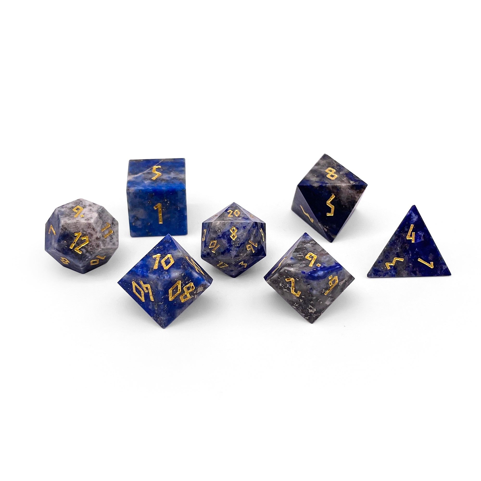 Lapis Lazuli - Pebble RPG Set Gemstone Dice-Pebbles-Norse Foundry-Norse Foundry-dungeons & dragons-d&d dice set-rpg dice set-gemstone dice set-d&d-mini dice set-10mm to 12mm-perfect for tabletop rpgs