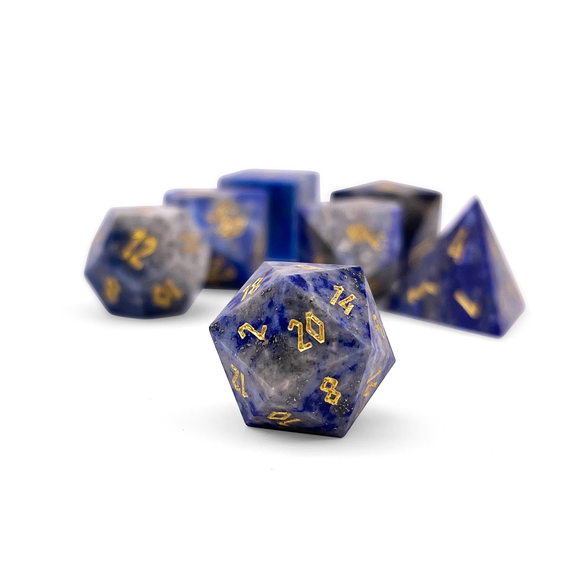 Lapis Lazuli - Pebble RPG Set Gemstone Dice-Pebbles-Norse Foundry-Norse Foundry-dungeons & dragons-d&d dice set-rpg dice set-gemstone dice set-d&d-mini dice set-10mm to 12mm-perfect for tabletop rpgs