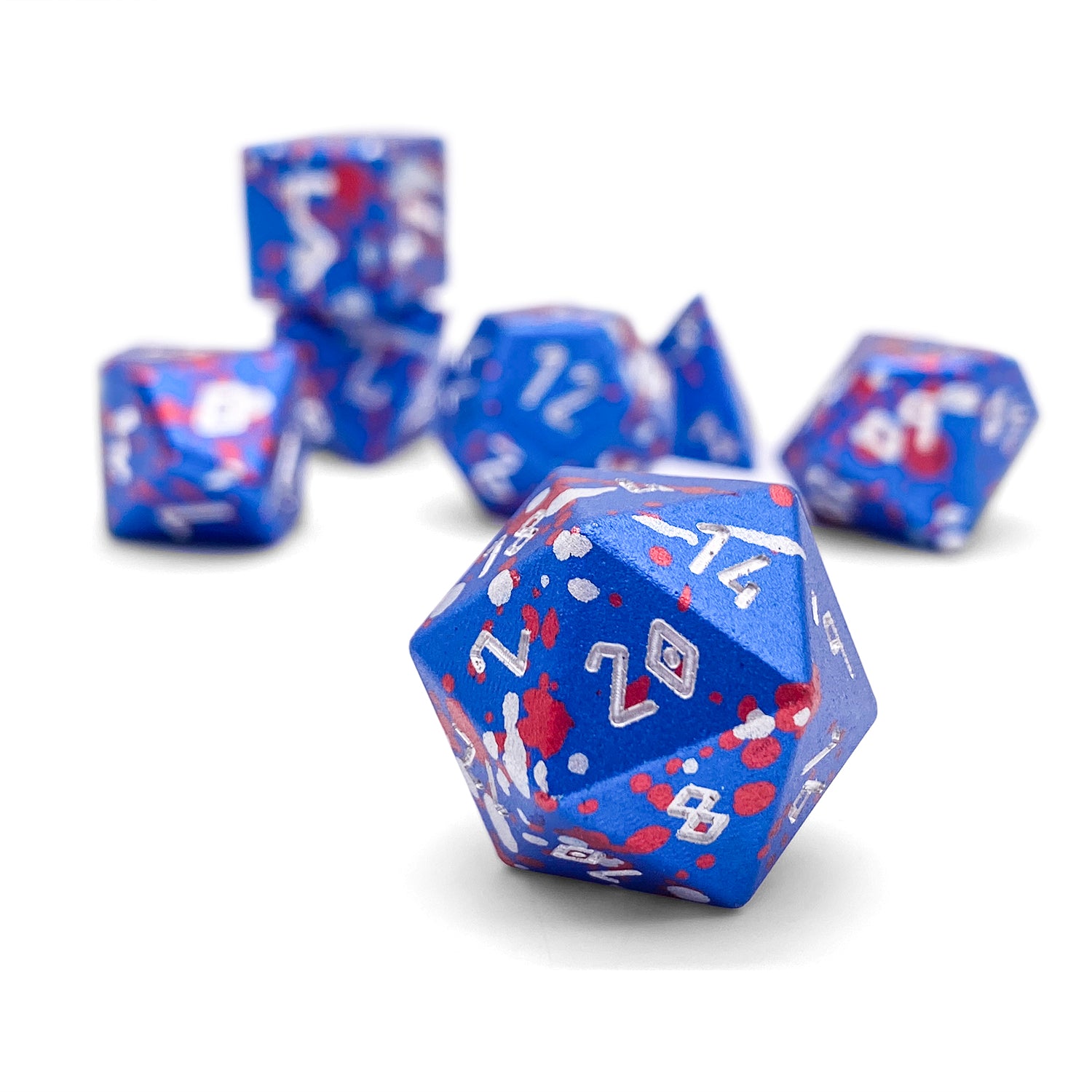 Merchants Favour - 7 Piece RPG Set 6063 Aluminum Wondrous Dice-Aluminum Dice-Norse Foundry-Norse Foundry-aluminum dice-dungeons & dragons-d&d dice set-rpg dice set-aluminum d&d dice set-d&d-lightweight-perfect for tabletop rpgs