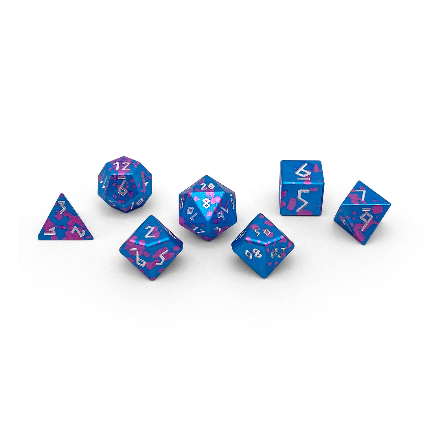 Miami Dice - 7 Piece RPG Set 6063 Aluminum Wondrous Dice-Wondrous Dice | Set of 7-Norse Foundry-Norse Foundry-aluminum dice-dungeons & dragons-d&d dice set-rpg dice set-aluminum d&d dice set-d&d-lightweight-perfect for tabletop rpgs