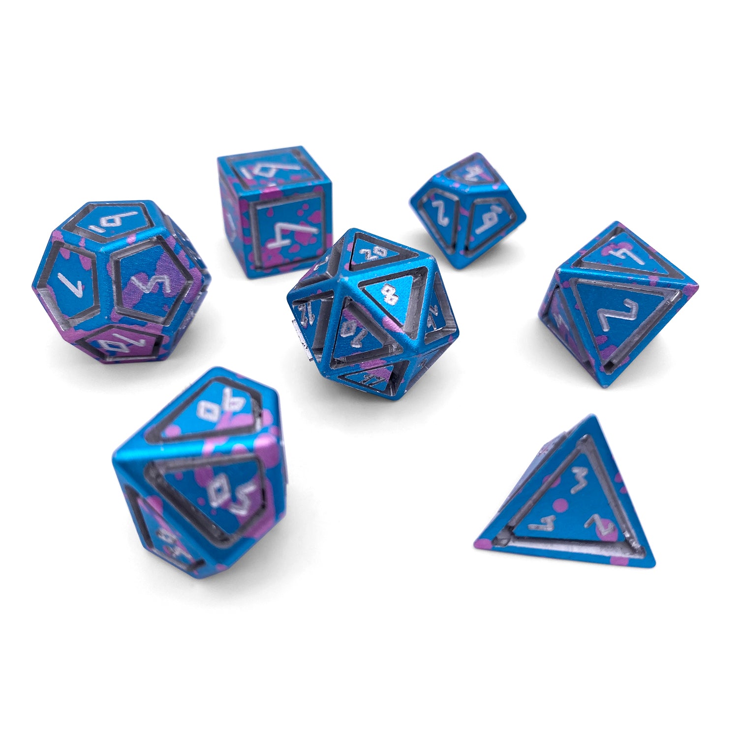 Miami Dice - 7 Piece RPG Set 6063 Aluminum Wondrous Dice-Wondrous Dice | Set of 7-Norse Foundry-Norse Foundry-aluminum dice-dungeons & dragons-d&d dice set-rpg dice set-aluminum d&d dice set-d&d-lightweight-perfect for tabletop rpgs