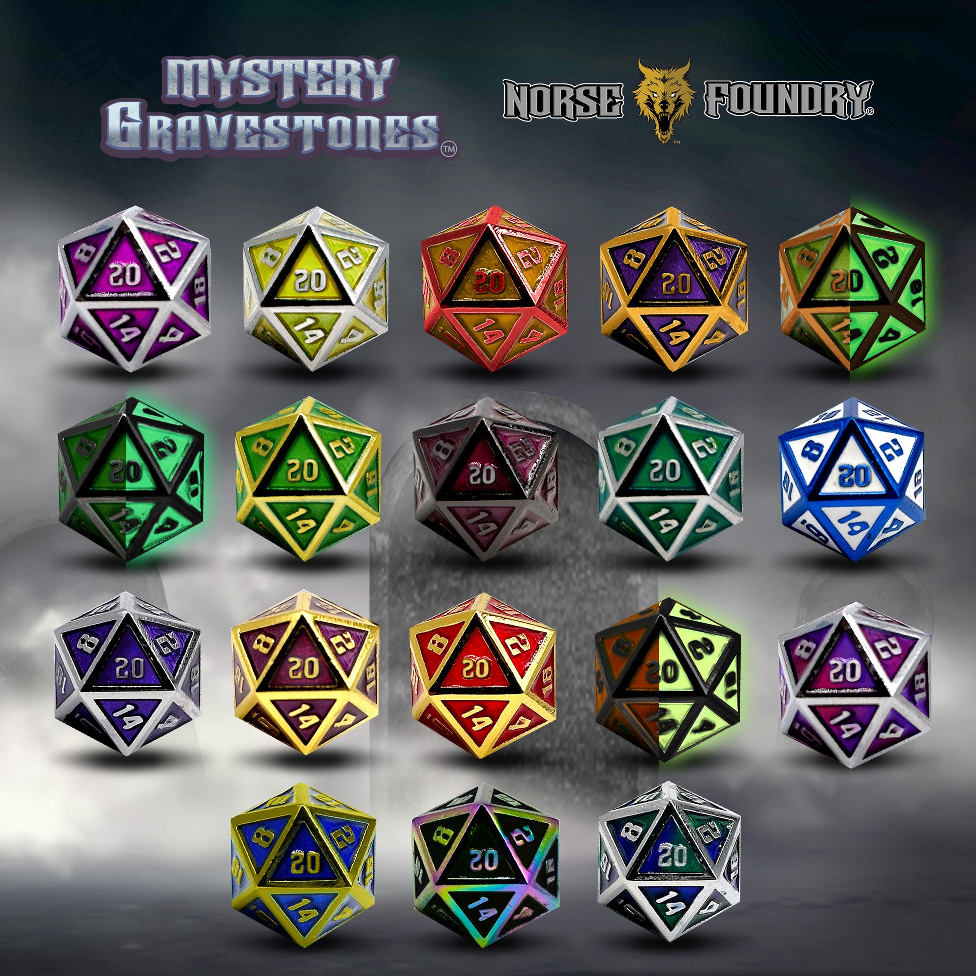 Mystery Gravestones - Case of 20-Mystery Deals-Norse Foundry-Case of 20-Norse Foundry-dungeons & dragons-d&d dice set-rpg dice set-d20-metal dice set-d&d-mini dice set-14mm-perfect for tabletop rpgs