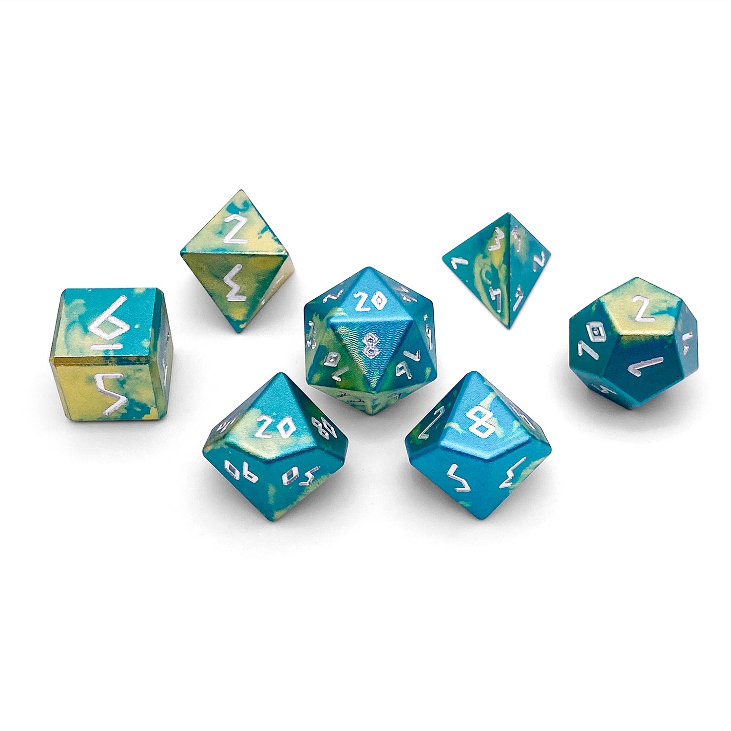 Nautical Demise - 7 Piece RPG Set 6063 Aluminum Wondrous Dice-Wondrous Dice | Set of 7-Norse Foundry-Norse Foundry-aluminum dice-dungeons & dragons-d&d dice set-rpg dice set-aluminum d&d dice set-d&d-lightweight-perfect for tabletop rpgs