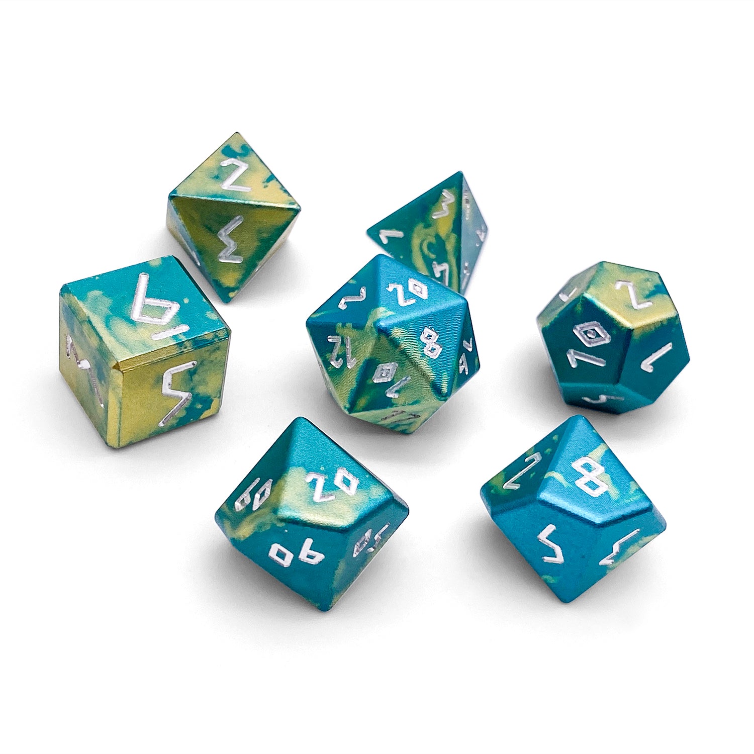 Nautical Demise - 7 Piece RPG Set 6063 Aluminum Wondrous Dice-Wondrous Dice | Set of 7-Norse Foundry-Norse Foundry-aluminum dice-dungeons & dragons-d&d dice set-rpg dice set-aluminum d&d dice set-d&d-lightweight-perfect for tabletop rpgs