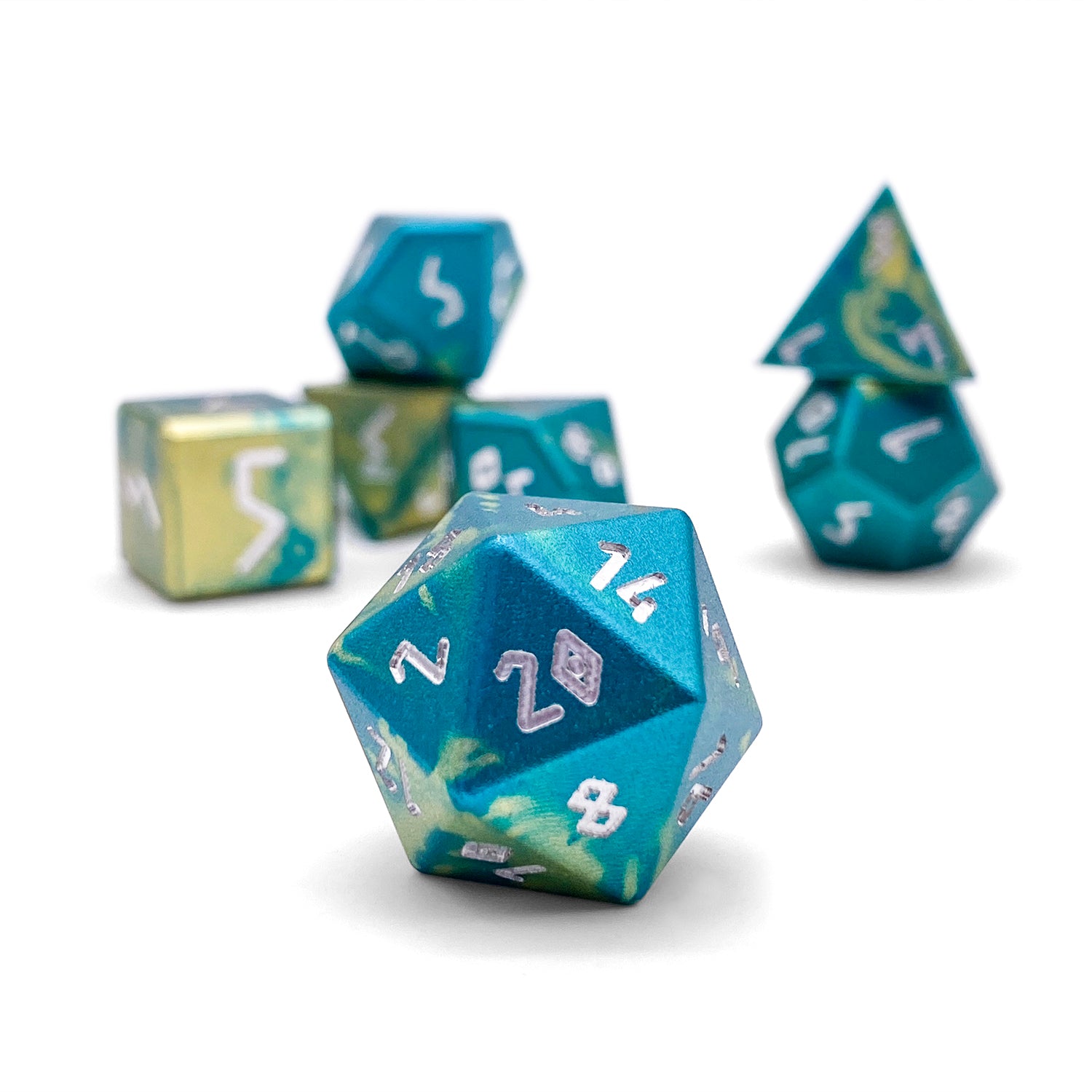 Nautical Demise - 7 Piece RPG Set 6063 Aluminum Wondrous Dice-Wondrous Dice | Set of 7-Norse Foundry-Norse Foundry-aluminum dice-dungeons & dragons-d&d dice set-rpg dice set-aluminum d&d dice set-d&d-lightweight-perfect for tabletop rpgs