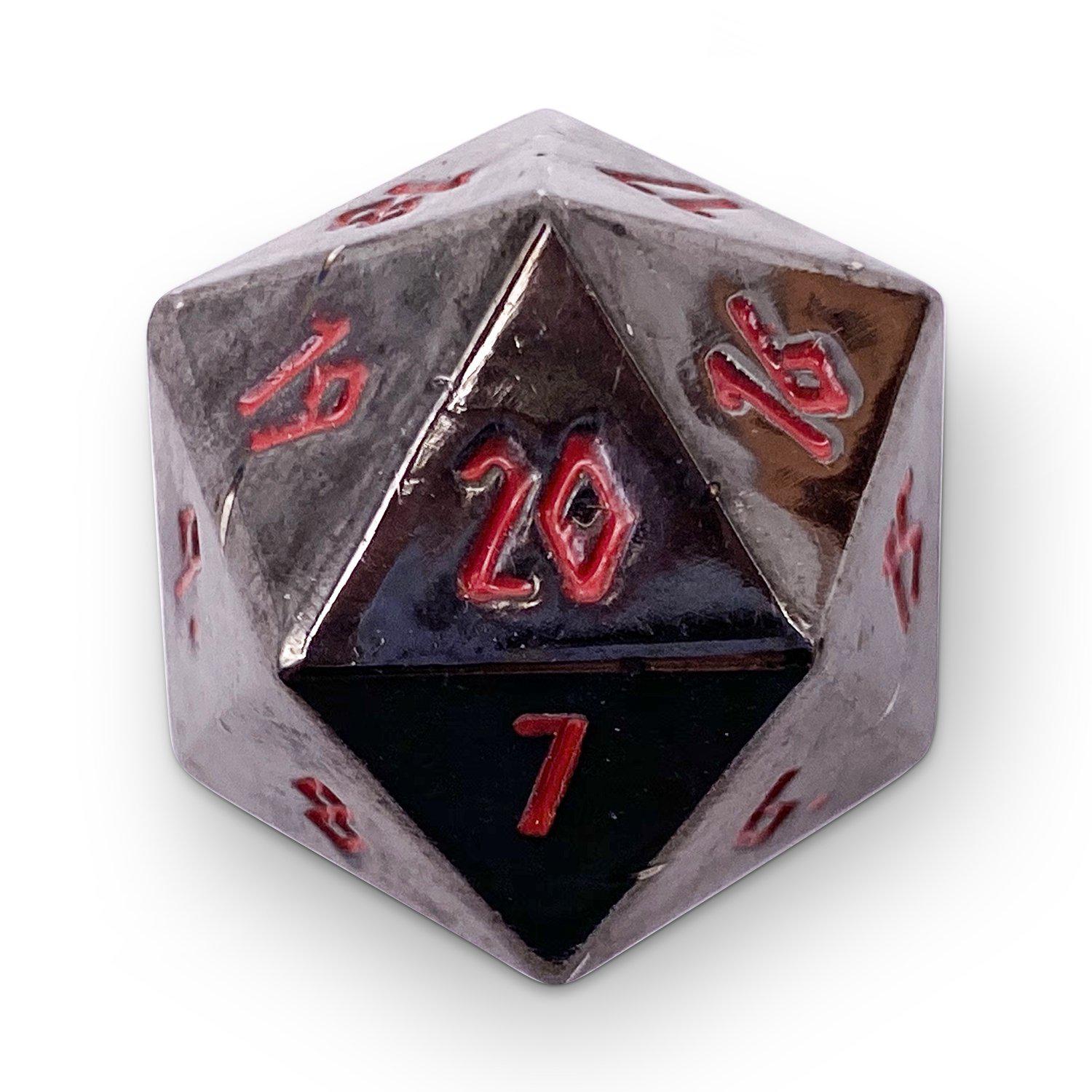 Nightmare Black Metal Countdown Dice 25mm-Zinc Alloy Dice-Norse Foundry-Norse Foundry-dungeons & dragons-d&d dice-rpg d20-metal d20-d&d-d20-countdown-25mm-perfect for tabletop rpgs