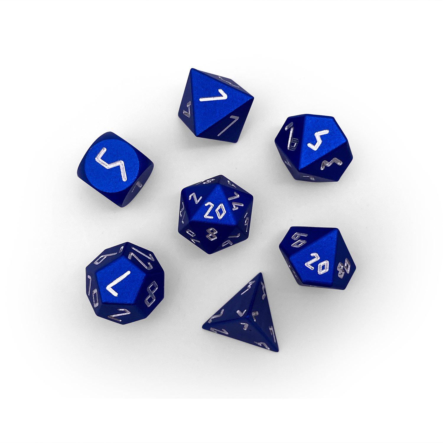 Noble Blue Pebble™ Dice - 10mm 6063 Aircraft Grade Aluminum Mini-Aluminum Dice-Norse Foundry-Norse Foundry-aluminum dice-dungeons & dragons-d&d dice set-rpg dice set-aluminum d&d dice set-d&d-mini-lightweight-perfect for tabletop rpgs