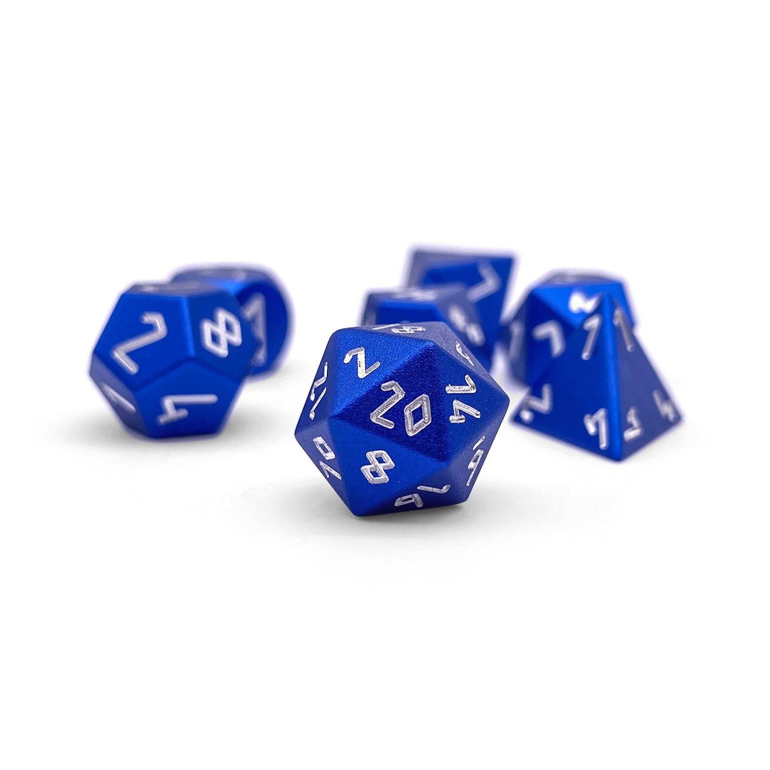 Noble Blue Pebble™ Dice - 10mm 6063 Aircraft Grade Aluminum Mini-Aluminum Dice-Norse Foundry-Norse Foundry-aluminum dice-dungeons & dragons-d&d dice set-rpg dice set-aluminum d&d dice set-d&d-mini-lightweight-perfect for tabletop rpgs