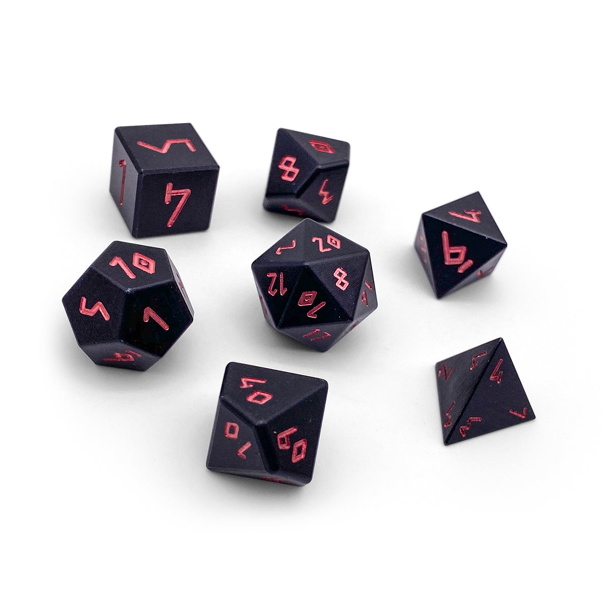 Orb of Fire - 7 Piece RPG Set 6063 Aluminum Orb Series™ Dice-Dice-Norse Foundry-Norse Foundry-aluminum dice-dungeons & dragons-d&d dice set-rpg dice set-aluminum d&d dice set-d&d-lightweight-perfect for tabletop rpgs