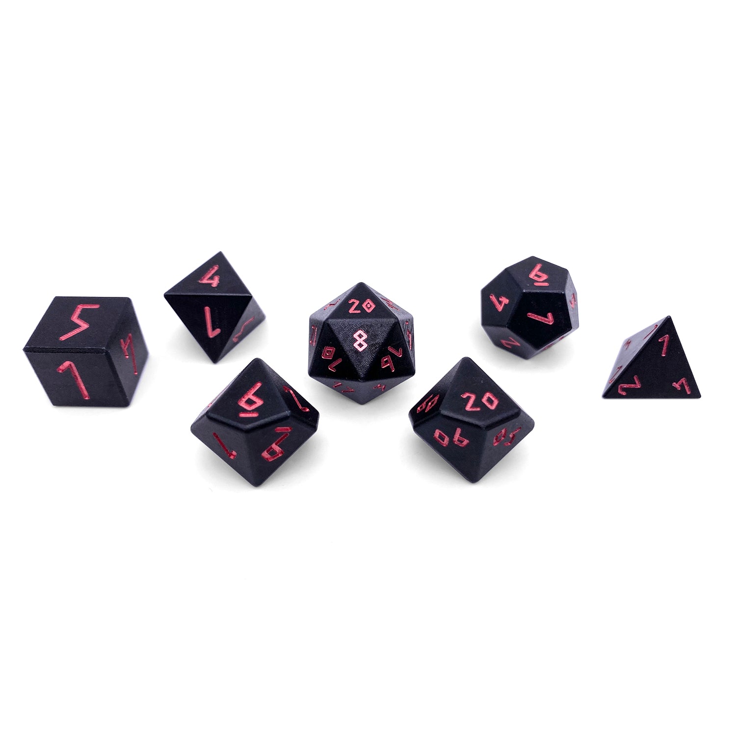 Orb of Fire - 7 Piece RPG Set 6063 Aluminum Orb Series™ Dice-Dice-Norse Foundry-Norse Foundry-aluminum dice-dungeons & dragons-d&d dice set-rpg dice set-aluminum d&d dice set-d&d-lightweight-perfect for tabletop rpgs