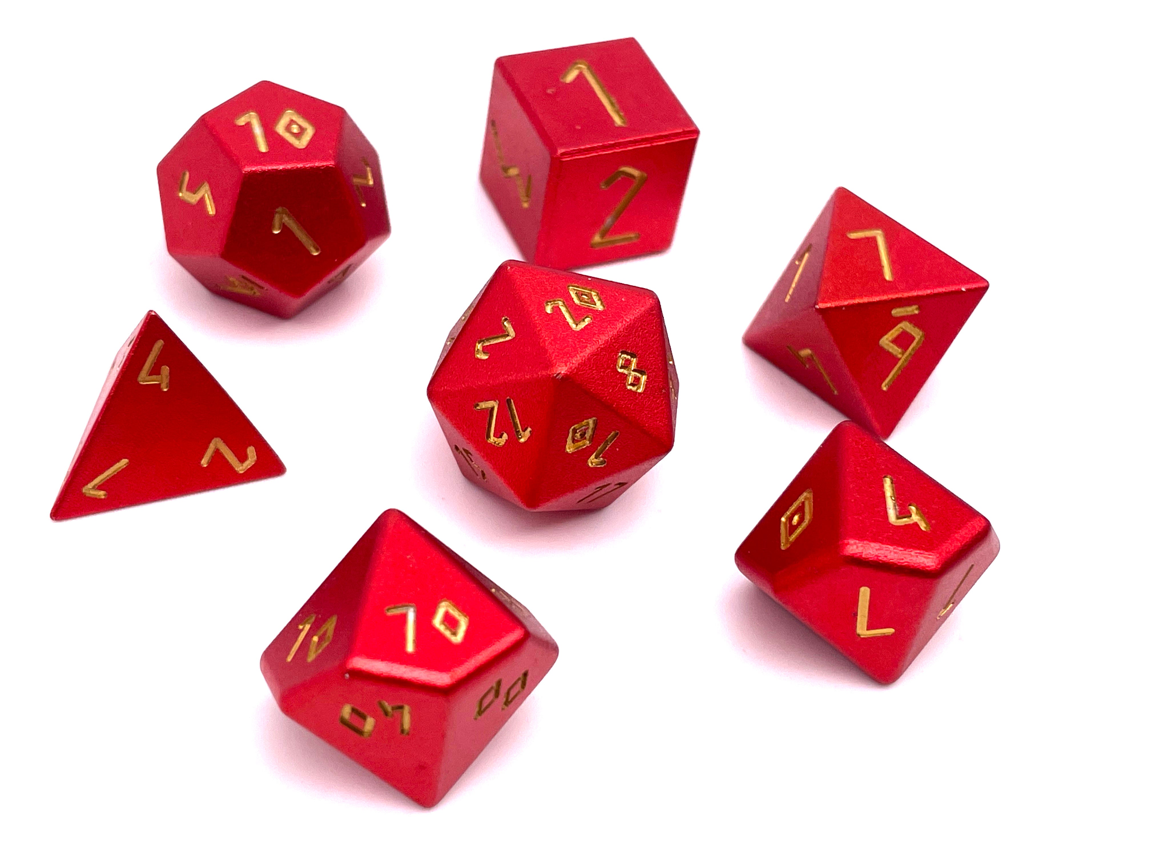Orb of Flame Strike - 7 Piece RPG Set 6063 Aluminum Orb Series™ Dice-Aluminum Dice-Norse Foundry-Norse Foundry-aluminum dice-dungeons & dragons-d&d dice set-rpg dice set-aluminum d&d dice set-d&d-lightweight-perfect for tabletop rpgs