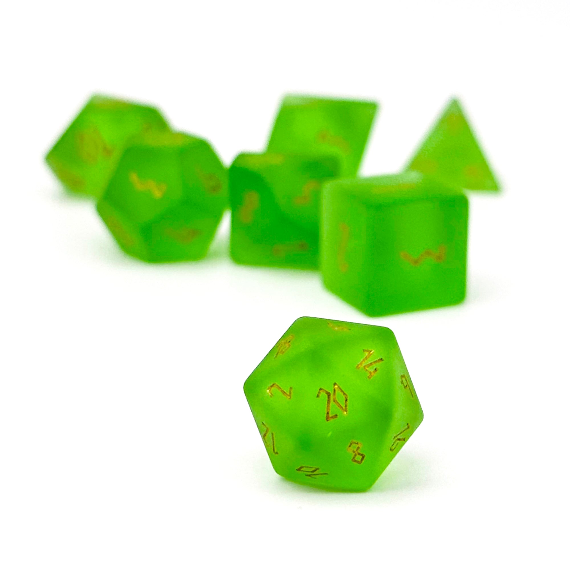 Pebbles - Frosted Emerald-Glass Dice-Norse Foundry-Norse Foundry-dungeons & dragons-d&d dice set-rpg dice set-glass dice set-d&d-mini dice set-10mm to 12mm-perfect for tabletop rpgs