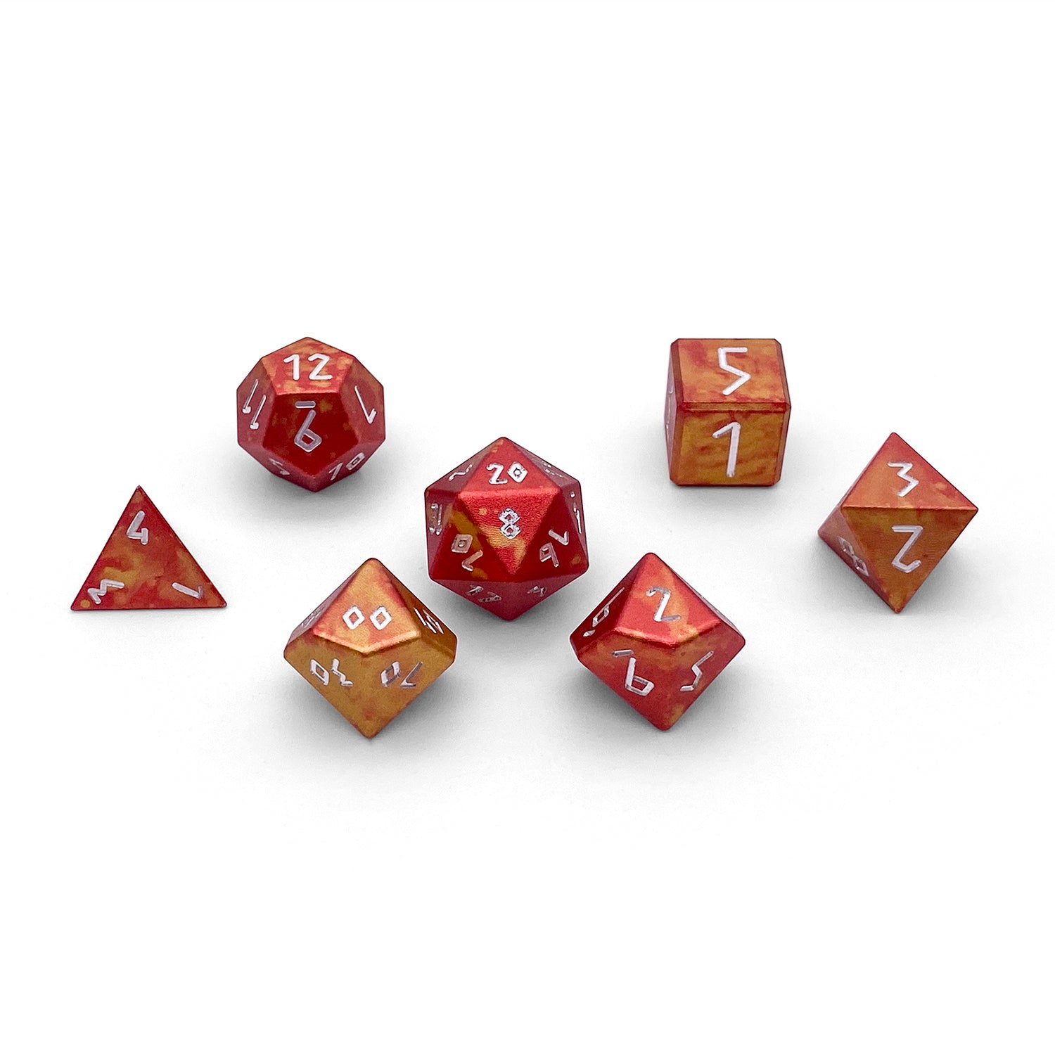 Phoenix Tears - 7 Piece RPG Set 6063 Aluminum Wondrous Dice-Wondrous Dice | Set of 7-Norse Foundry-Norse Foundry-aluminum dice-dungeons & dragons-d&d dice set-rpg dice set-aluminum d&d dice set-d&d-lightweight-perfect for tabletop rpgs