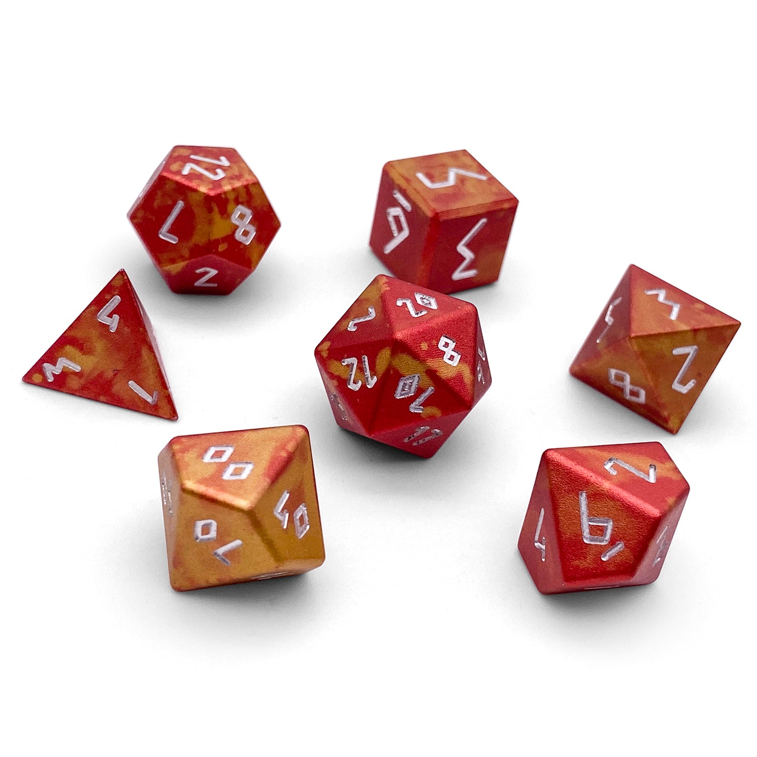 Phoenix Tears - 7 Piece RPG Set 6063 Aluminum Wondrous Dice-Wondrous Dice | Set of 7-Norse Foundry-Norse Foundry-aluminum dice-dungeons & dragons-d&d dice set-rpg dice set-aluminum d&d dice set-d&d-lightweight-perfect for tabletop rpgs