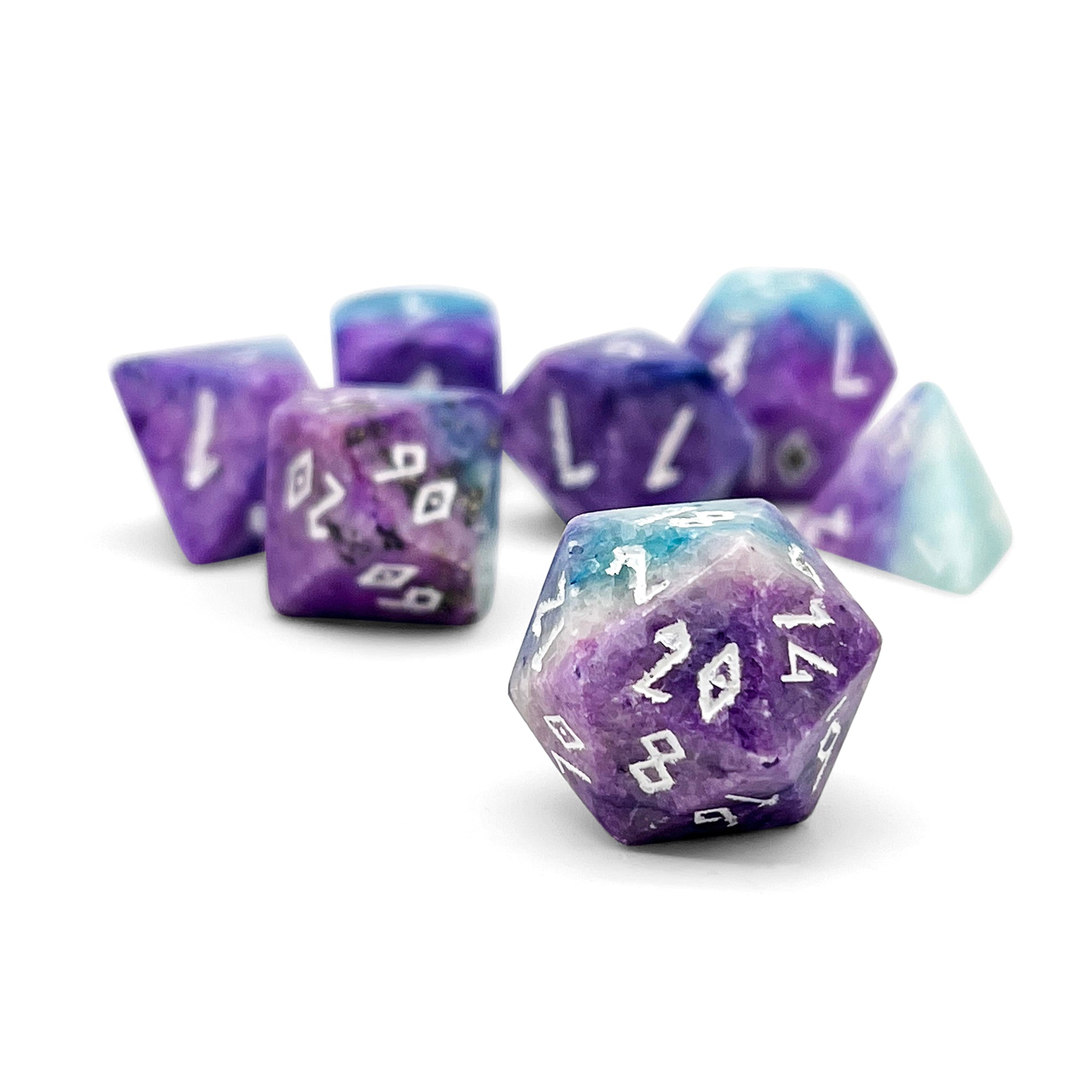 Blue/Purple Barite - 7 Piece RPG Set Gemstone Dice