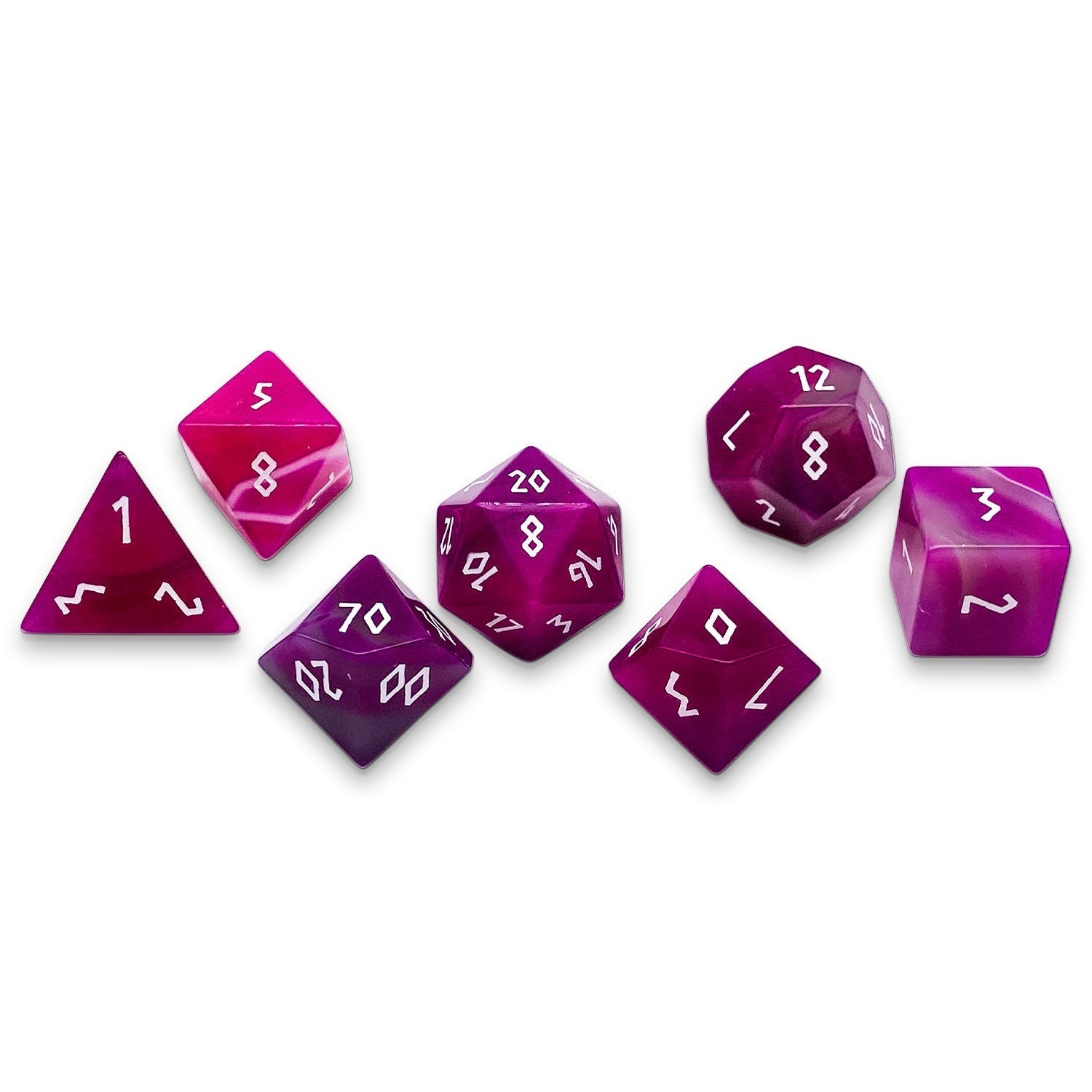 Pink Striped Agate - 7 Piece RPG Set Gemstone Dice-Gemstone Dice-Norse Foundry-Gemstone Dice-Dungeons & Dragons Dice-Gem Dice-DnD Dice-Gaming Dice-Perfect for Tabletop RPGs-Dice Set