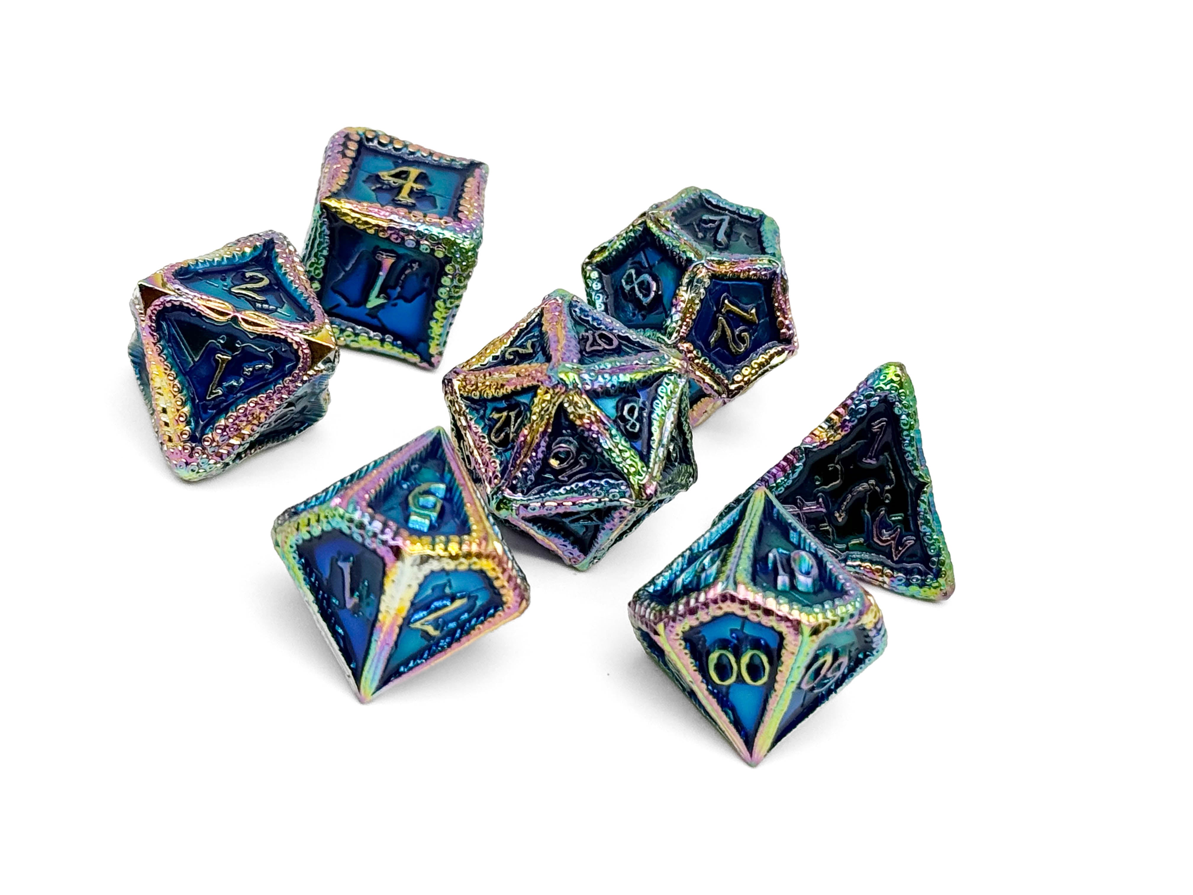 Pirate Dice - Rogue Wave 7 Piece RPG set Alloy Metal Dice-Metal - Zinc Alloy Dice-Norse Foundry-Norse Foundry-dungeons & dragons-d&d dice set-rpg dice set-d20-metal dice set-d&d-treasure chest tin-perfect for tabletop rpgs