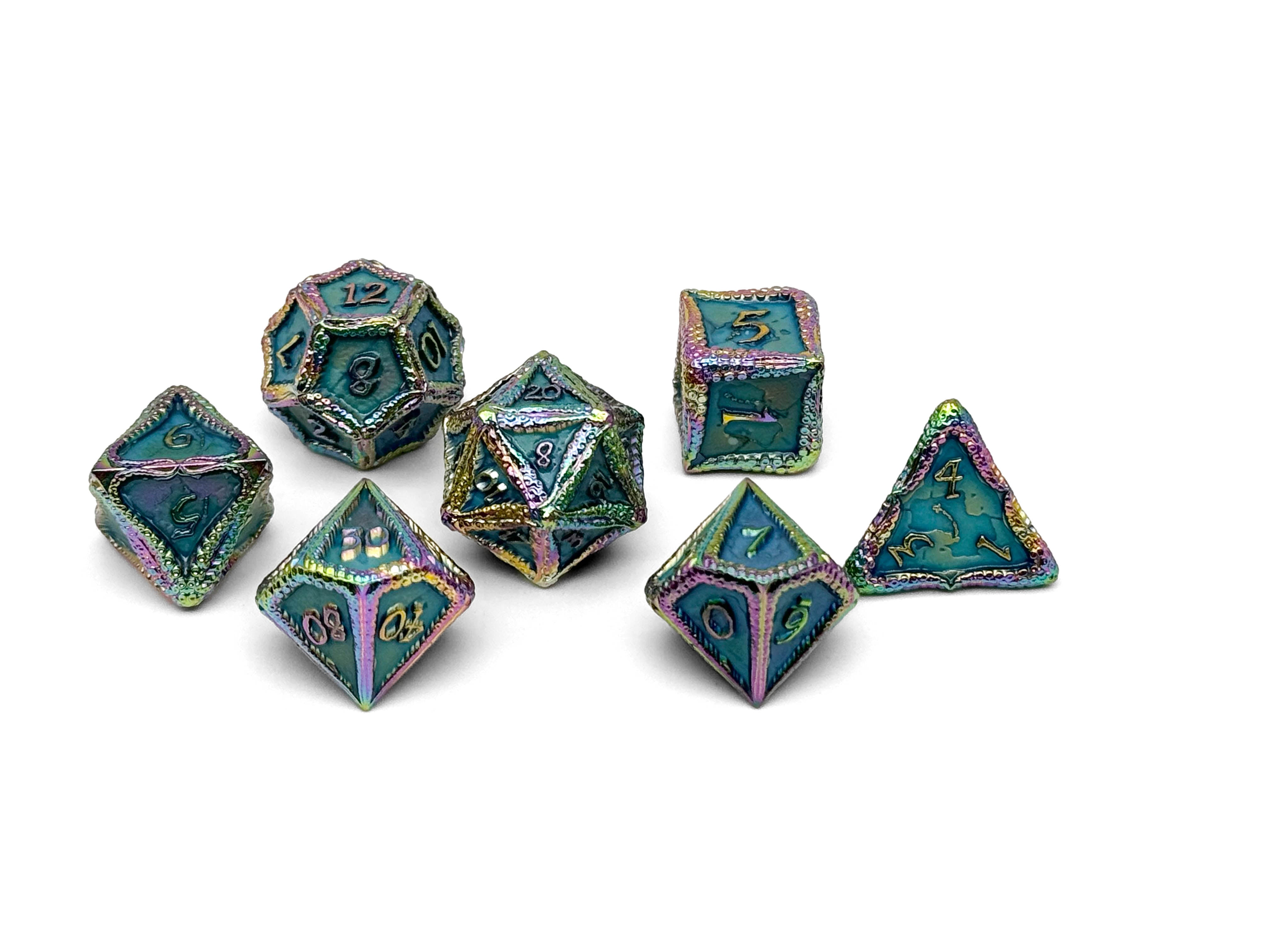 Pirate Dice - Secret Stash 7 Piece RPG set Alloy Metal Dice-Metal - Zinc Alloy Dice-Norse Foundry-Norse Foundry-dungeons & dragons-d&d dice set-rpg dice set-d20-metal dice set-d&d-treasure chest tin-perfect for tabletop rpgs