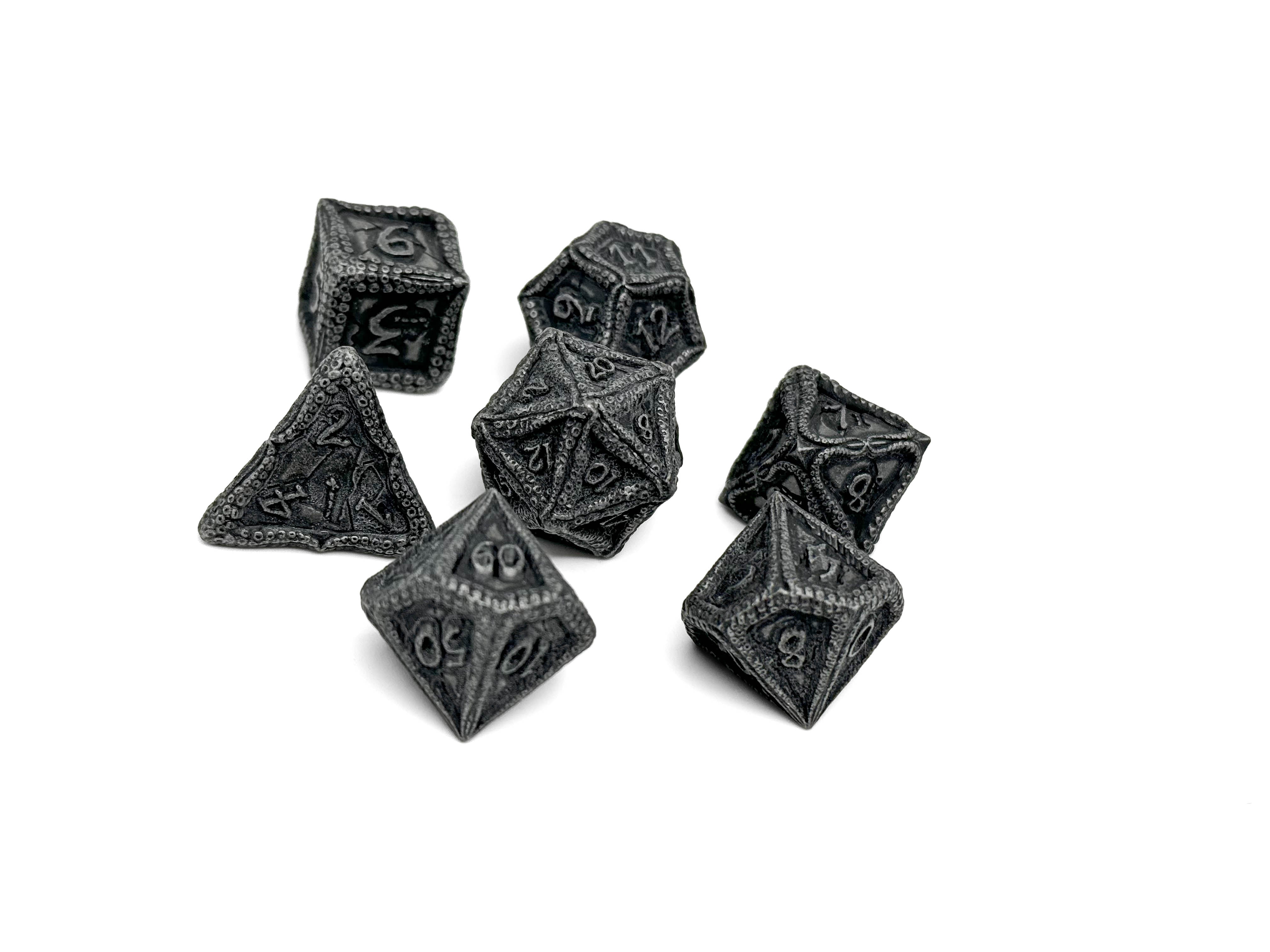 Pirate Dice - Shipwreck Treasures 7 Piece RPG set Alloy Metal Dice-Metal - Zinc Alloy Dice-Norse Foundry-Norse Foundry-dungeons & dragons-d&d dice set-rpg dice set-d20-metal dice set-d&d-treasure chest tin-perfect for tabletop rpgs