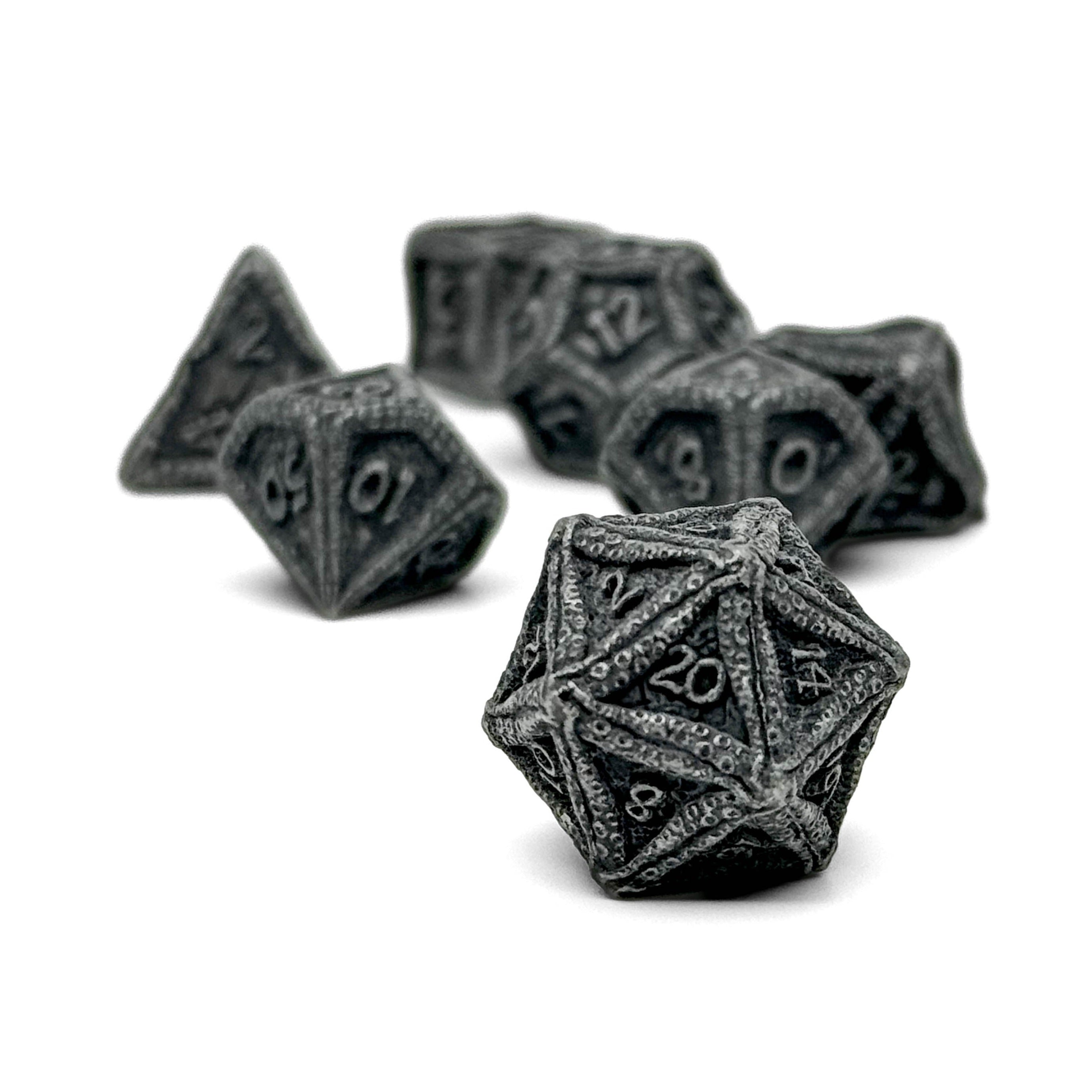 Pirate Dice - Shipwreck Treasures 7 Piece RPG set Alloy Metal Dice-Metal - Zinc Alloy Dice-Norse Foundry-Norse Foundry-dungeons & dragons-d&d dice set-rpg dice set-d20-metal dice set-d&d-treasure chest tin-perfect for tabletop rpgs