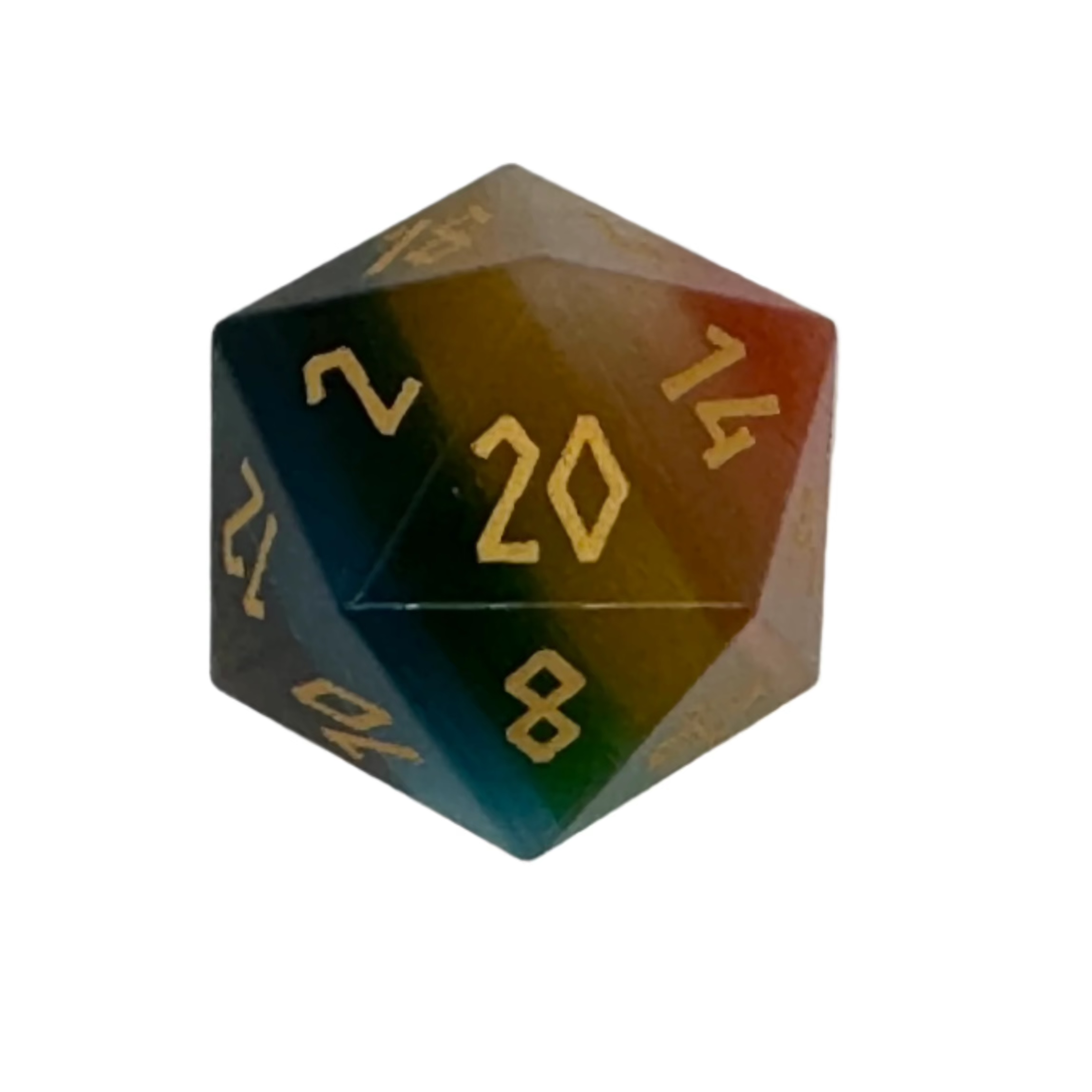 Rainbow Cats Eye - Boulder® 30mm Glass Dice-Glass Dice-Norse Foundry-Norse Foundry-dungeons & dragons-d&d dice-rpg dice-d20-glass dice-d&d-30mm-boulder-perfect for tabletop rpgs