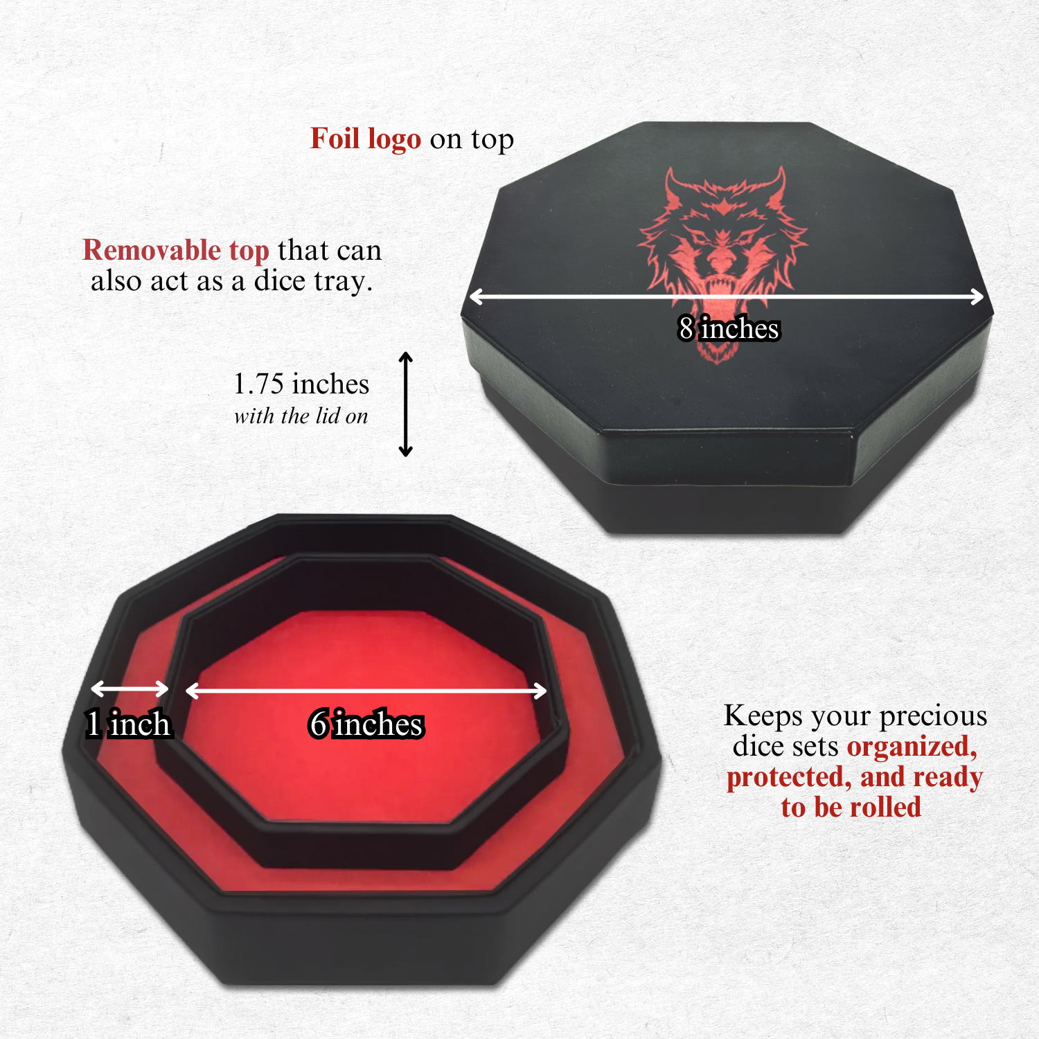 Red Fenrir Tray of Holding™ Dice Tray by Norse Foundry-Dice Tray-Norse Foundry-Dice Tray-D&D Dice Tray-D&D Dice Tray-D&D Accessories-DnD Dice Storage