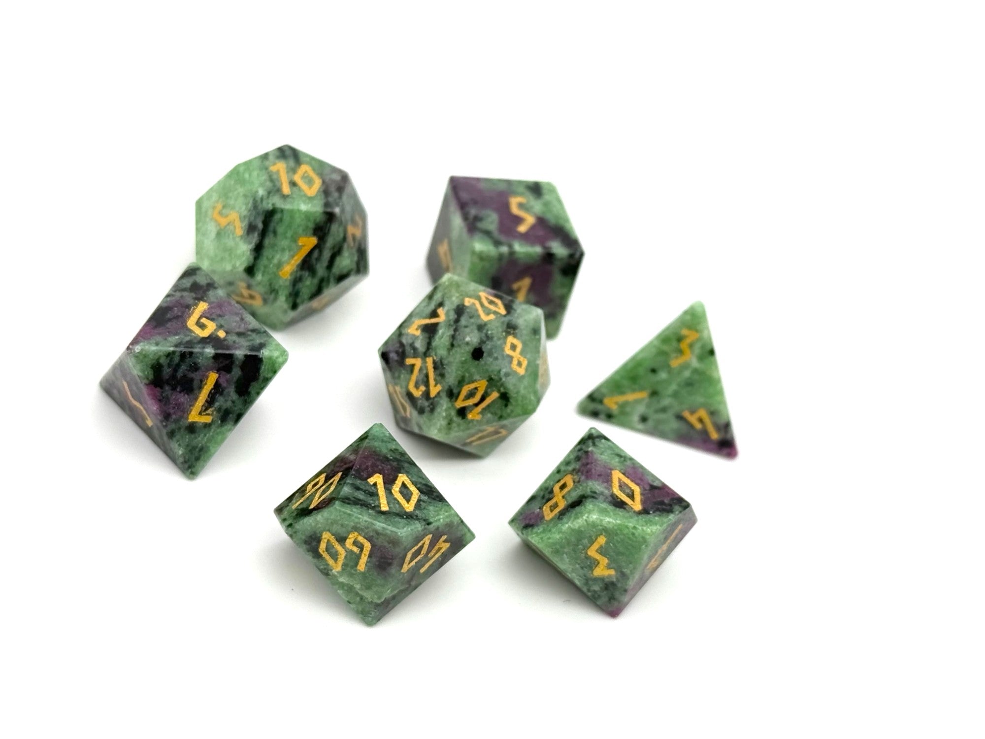 Ruby Zoisite - 7 Piece RPG Set Gemstone Dice-Gemstone Dice-Norse Foundry-Gemstone Dice-Dungeons & Dragons Dice-Gem Dice-DnD Dice-Gaming Dice-Perfect for Tabletop RPGs-Dice Set