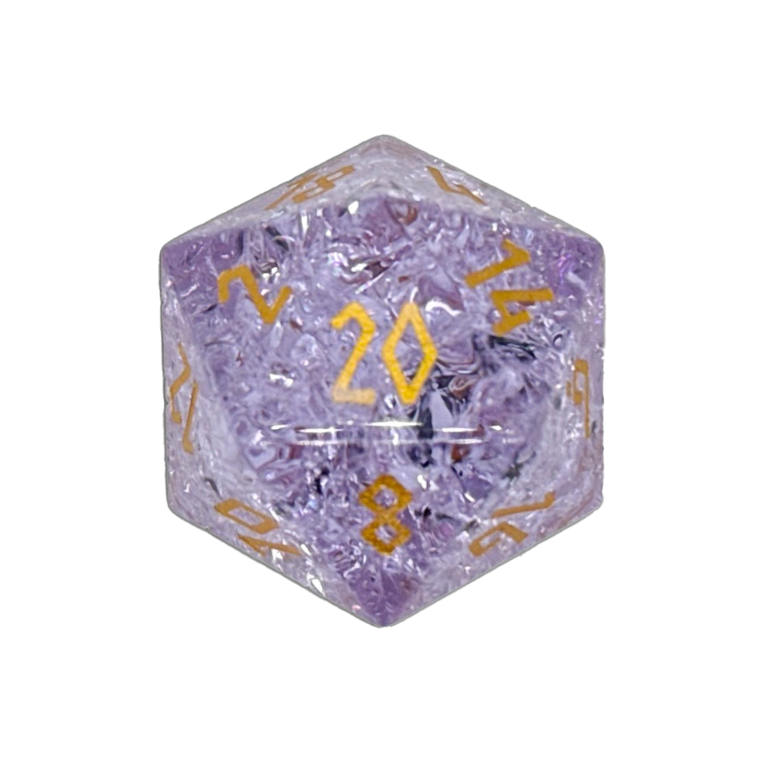 Shattered Amethyst Glass - Boulder® 30mm Glass Dice-Glass Dice-Norse Foundry-Norse Foundry-dungeons & dragons-d&d dice-rpg dice-d20-glass dice-d&d-30mm-boulder-perfect for tabletop rpgs