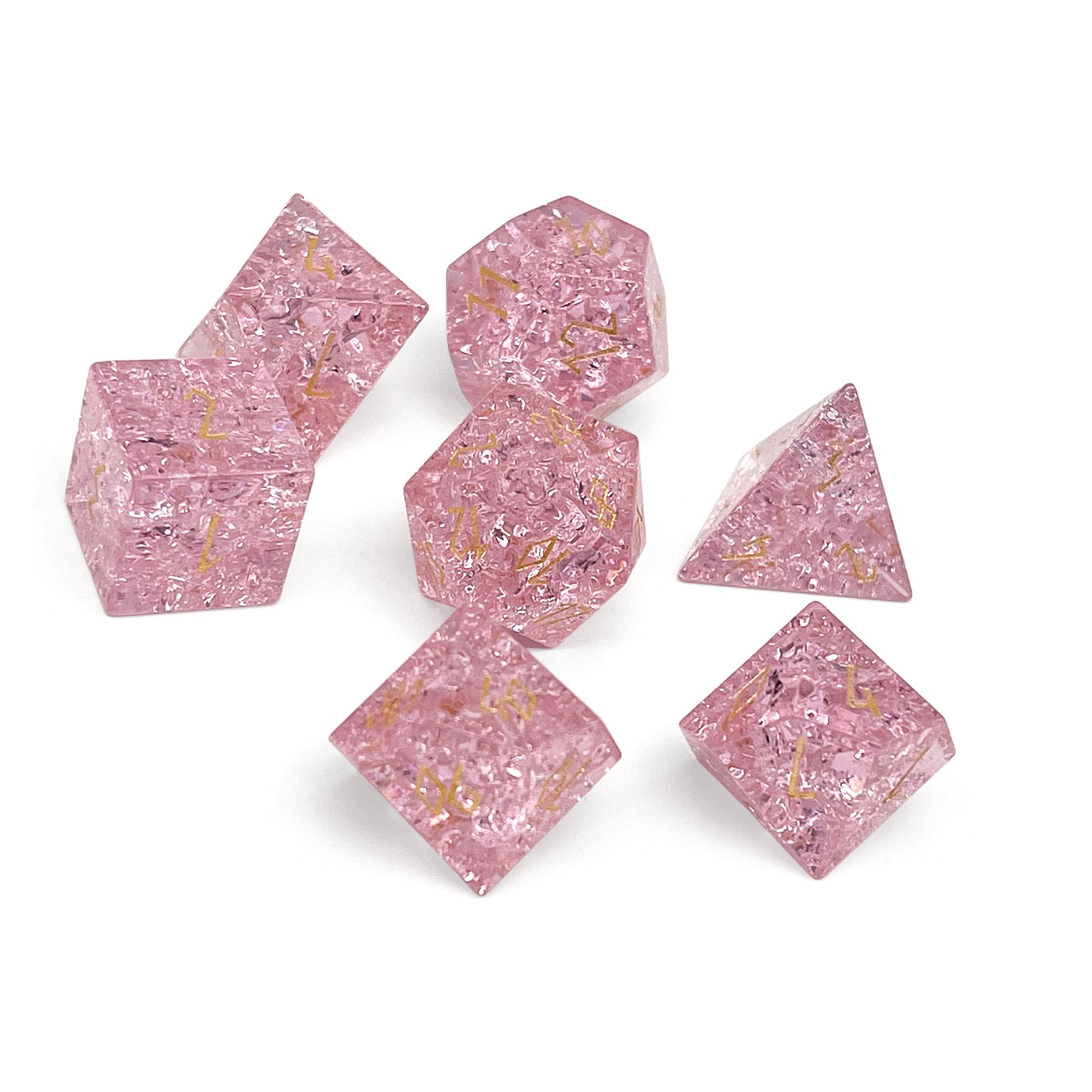 Shattered Zircon Tourmaline - 7 Piece RPG Set Zircon Glass Dice-Glass Dice-Norse Foundry-Norse Foundry-zircon glass dice-dungeons & dragons-d&d dice set-rpg dice set-glass dice set-d&d-perfect for tabletop rpgs