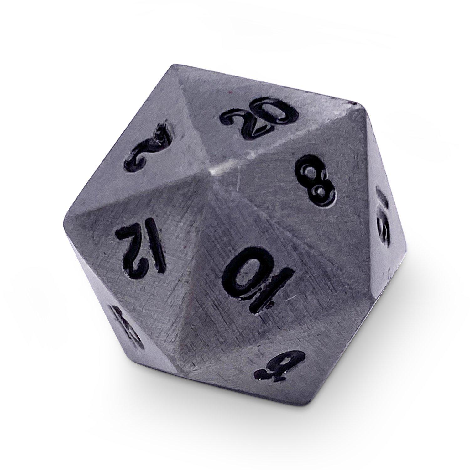 Single Alloy Metal D20 in Aged Mithiral by Norse Foundry-Metal - Zinc Alloy Dice-Norse Foundry-Norse Foundry-dungeons & dragons-d&d dice-rpg d20-metal d20-d&d-d20-perfect for tabletop rpgs