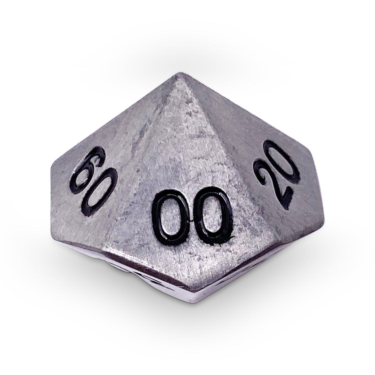 Single Alloy Metal Percentile D10 in Aged Mithiral by Norse Foundry-Metal - Zinc Alloy Dice-Norse Foundry-Norse Foundry-dungeons & dragons-d&d dice-rpg d%-metal d%-d&d-d%-percentile-perfect for tabletop rpgs